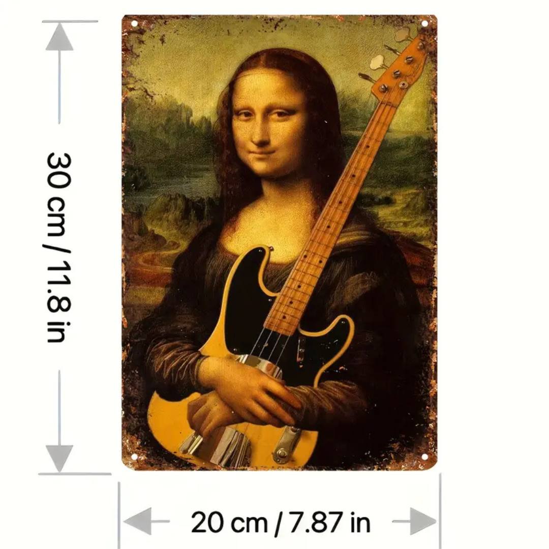 Guitar Wall Art "Mona Lisa On Bass" -  Wall / Desktop Artwork, Accessory for sale at Richards Guitars.