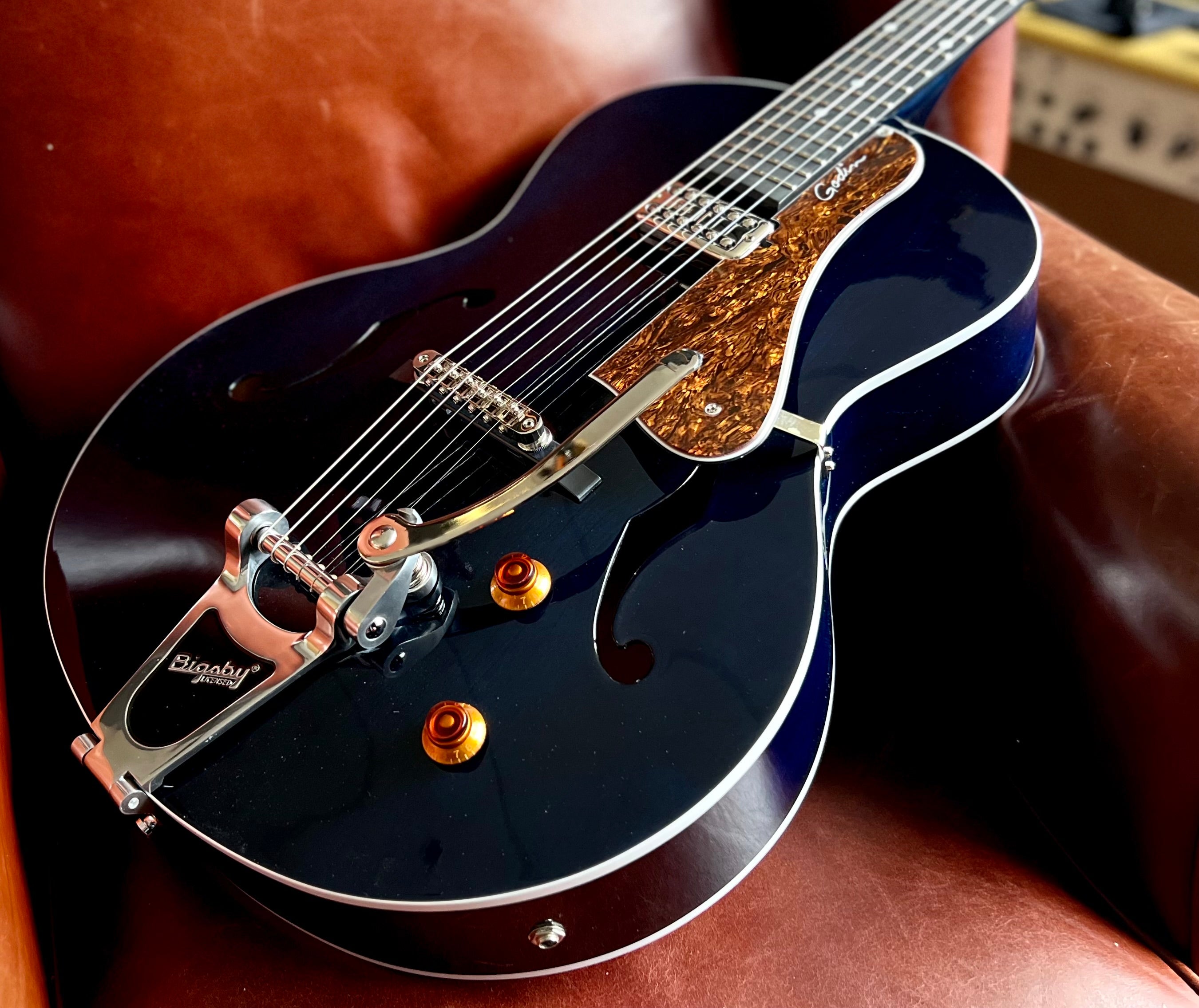 Godin 5th Avenue Nightclub Semi-Acoustic Guitar ~ Indigo Blue, Electric Guitar for sale at Richards Guitars.