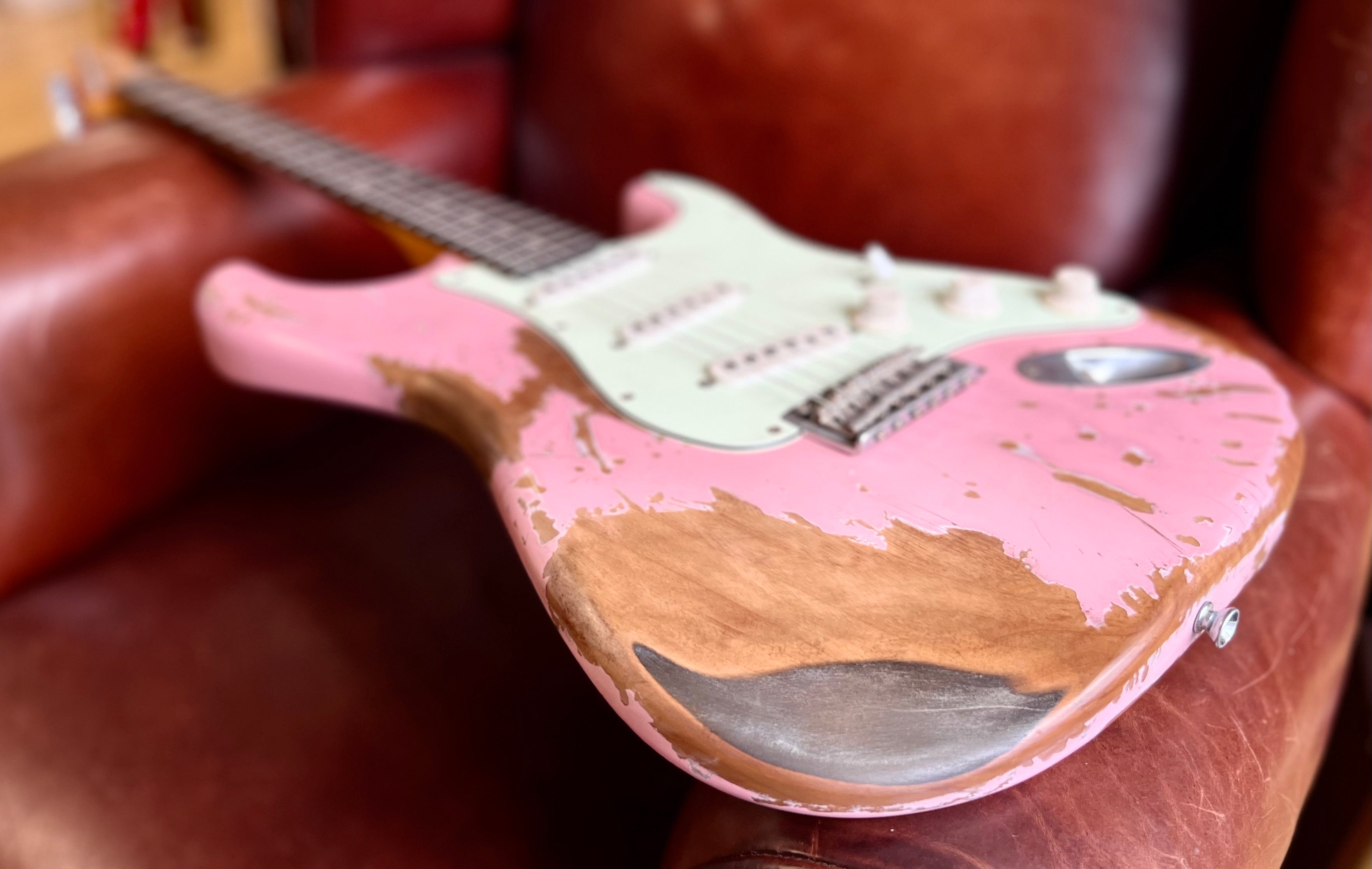 Vintage Proshop Post Apocalypse Radioactive Pink Electric Guitar, Electric Guitar for sale at Richards Guitars.