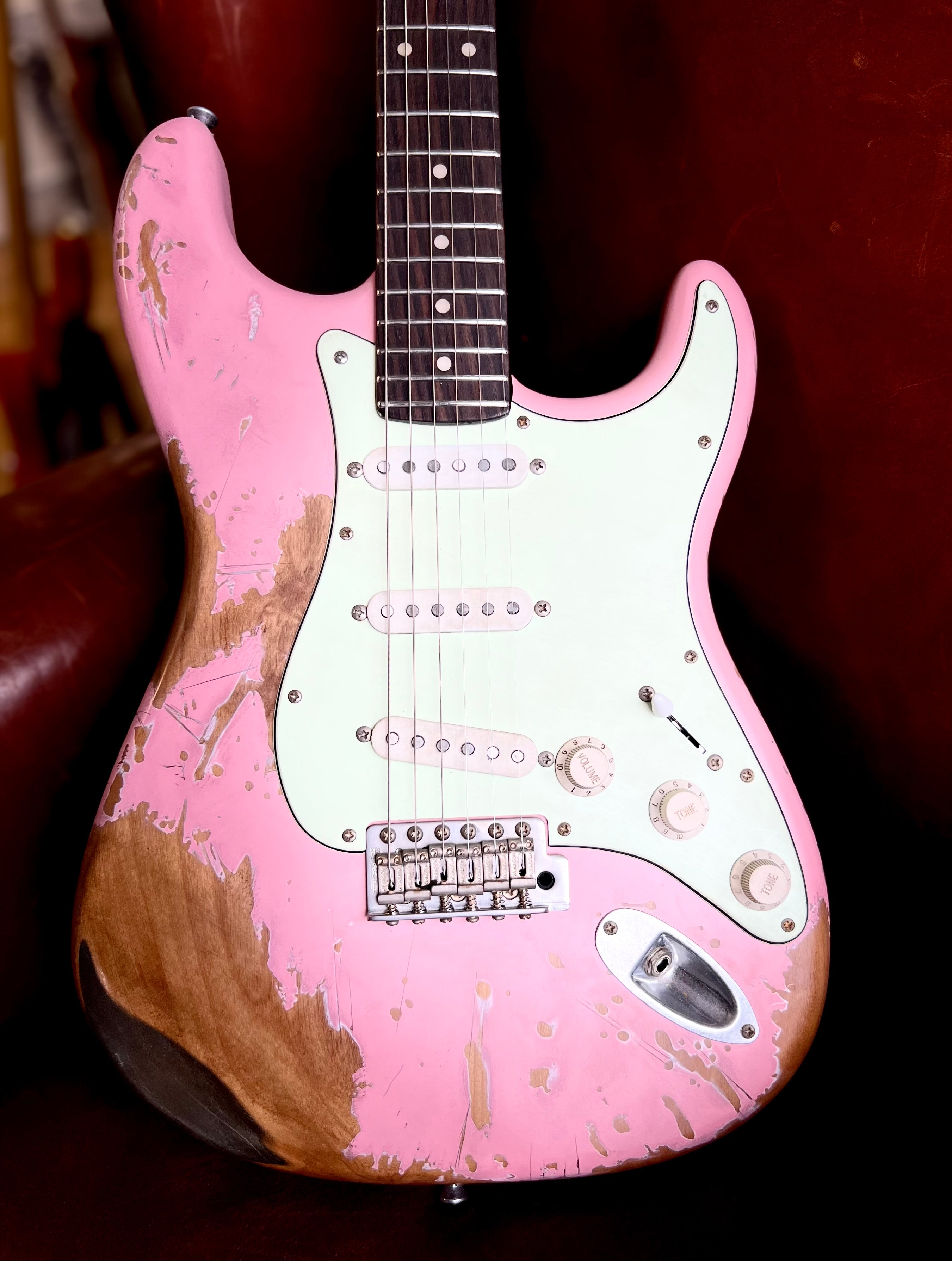 Vintage Proshop Post Apocalypse Radioactive Pink Electric Guitar, Electric Guitar for sale at Richards Guitars.