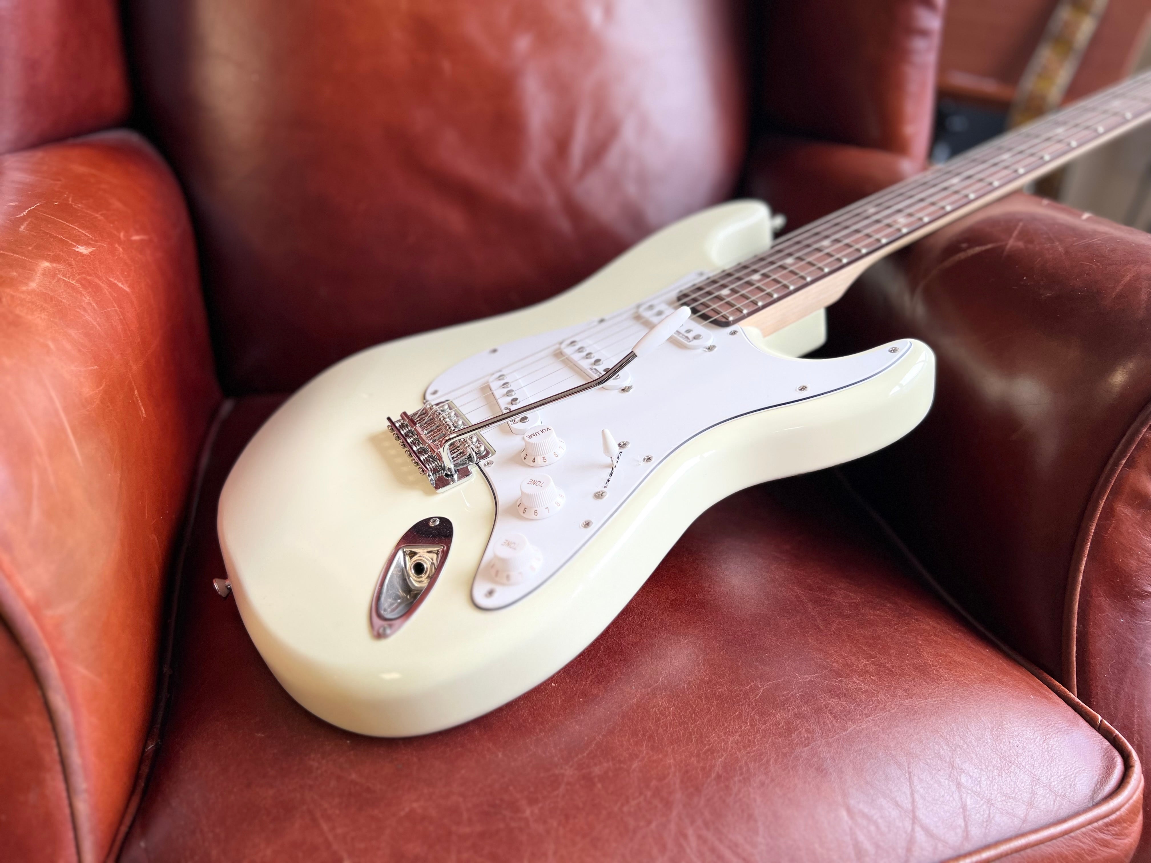 Vintage V6VW ReIssued Electric Guitar ~ Vintage White, Electric Guitar for sale at Richards Guitars.