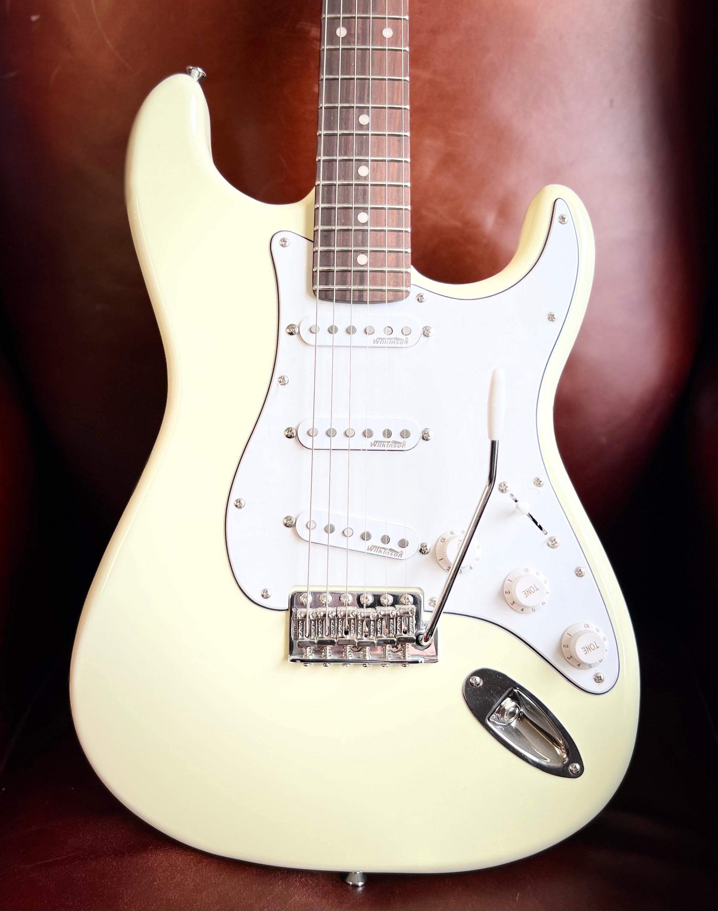 Vintage V6VW ReIssued Electric Guitar ~ Vintage White, Electric Guitar for sale at Richards Guitars.