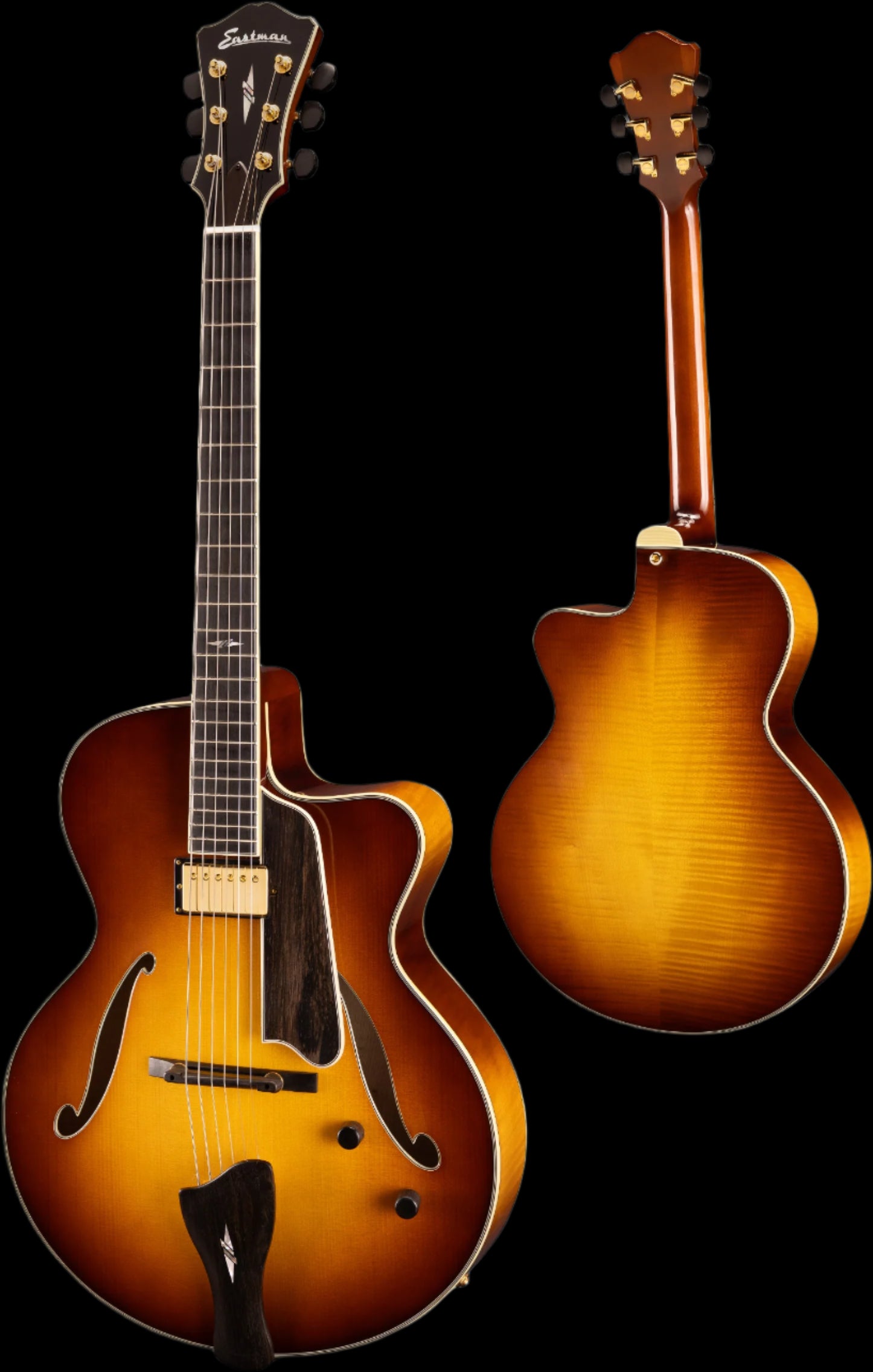 Eastman AR805CE GB Arch Top Semi Acoustic Guitar, Electric Guitar for sale at Richards Guitars.