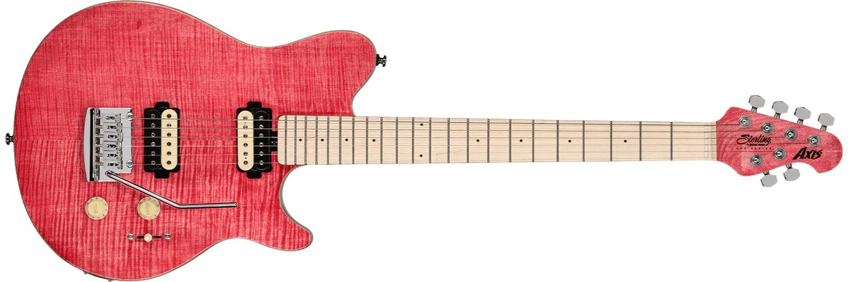 Sterling By Musicman SUB AXIS FLAME MAPLE TOP STAIN PINK MN, Electric Guitar for sale at Richards Guitars.