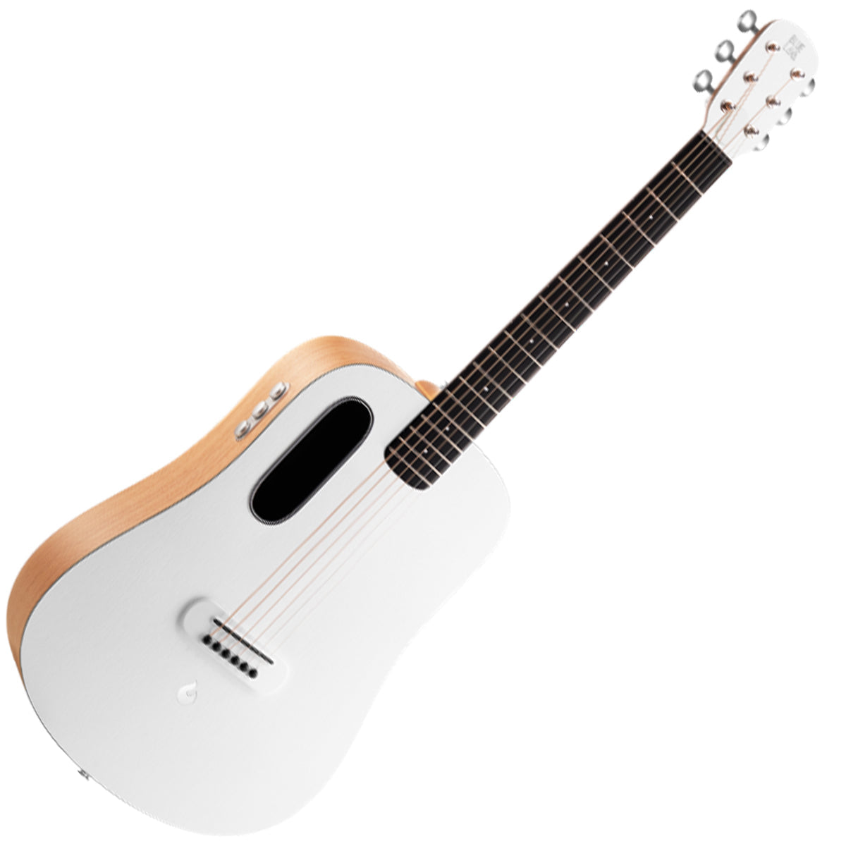 BLUE LAVA Original Freeboost with Airflow Bag ~ Frost White / Walnut, Electro Acoustic Guitar for sale at Richards Guitars.