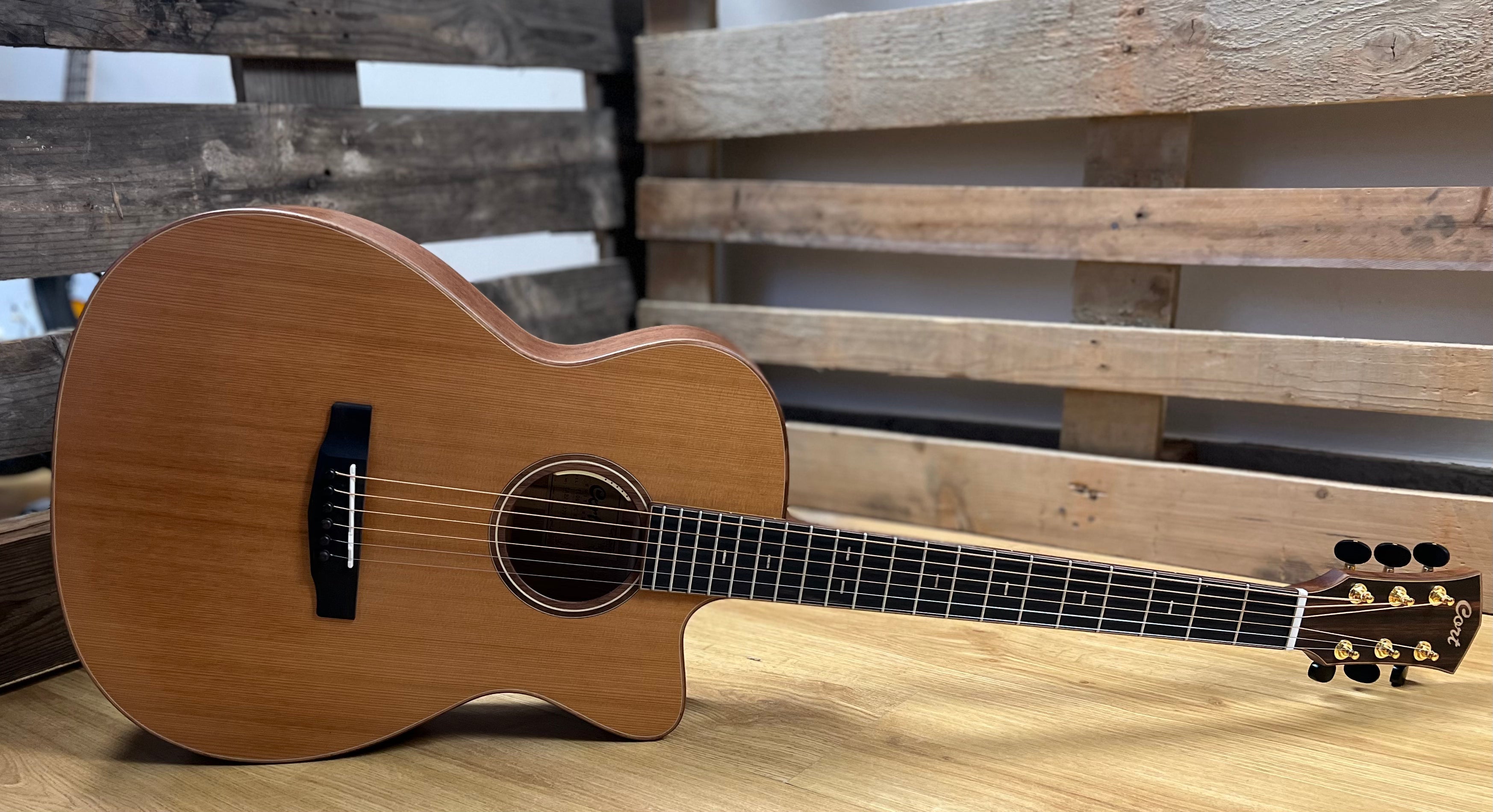 Cort Flow-OC Premium Grade All Solid Wood Electro Acoustic Guitar with LR Baggs Anthem, Electro Acoustic Guitar for sale at Richards Guitars.