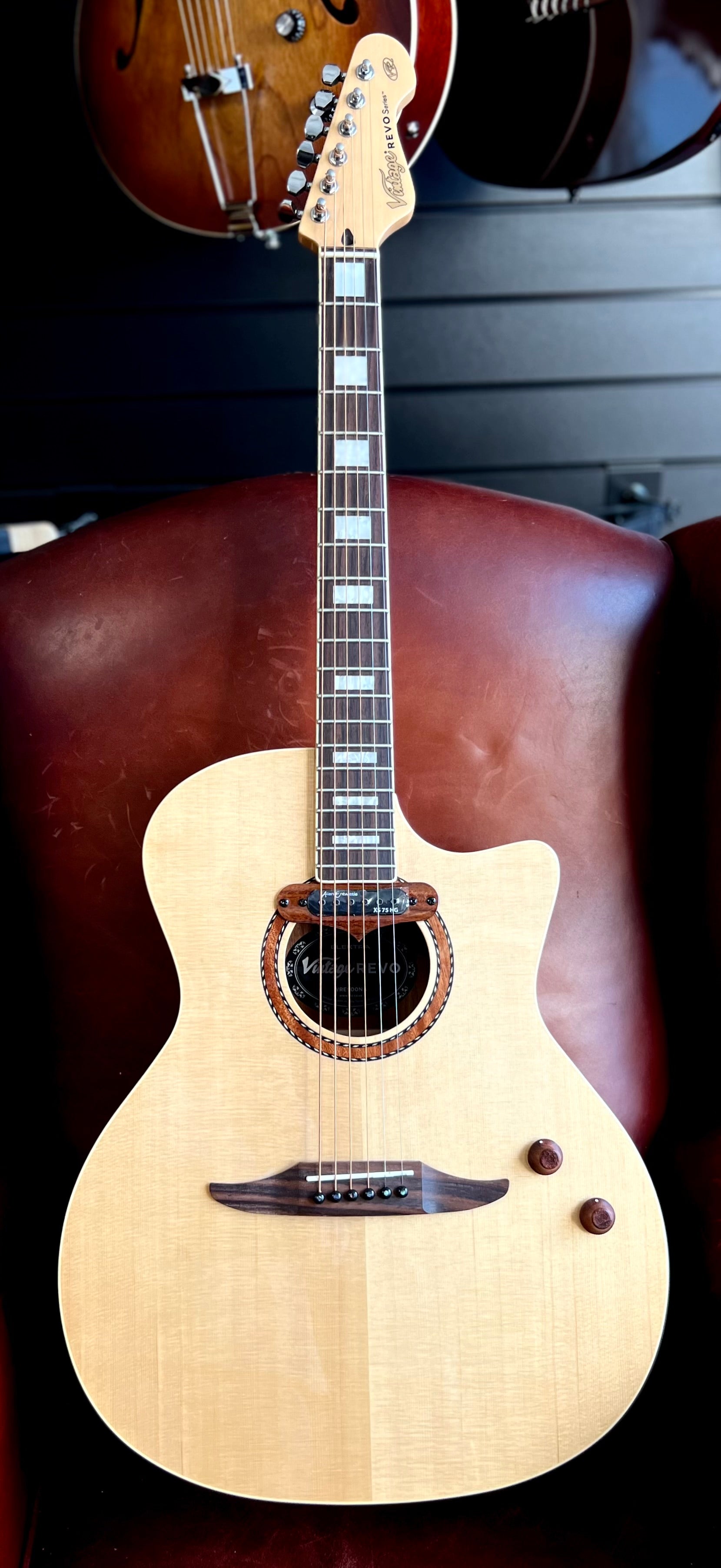 Vintage REVO ELEKTRA ~ Natural Silk  VRE900NA, Electro Acoustic Guitar for sale at Richards Guitars.