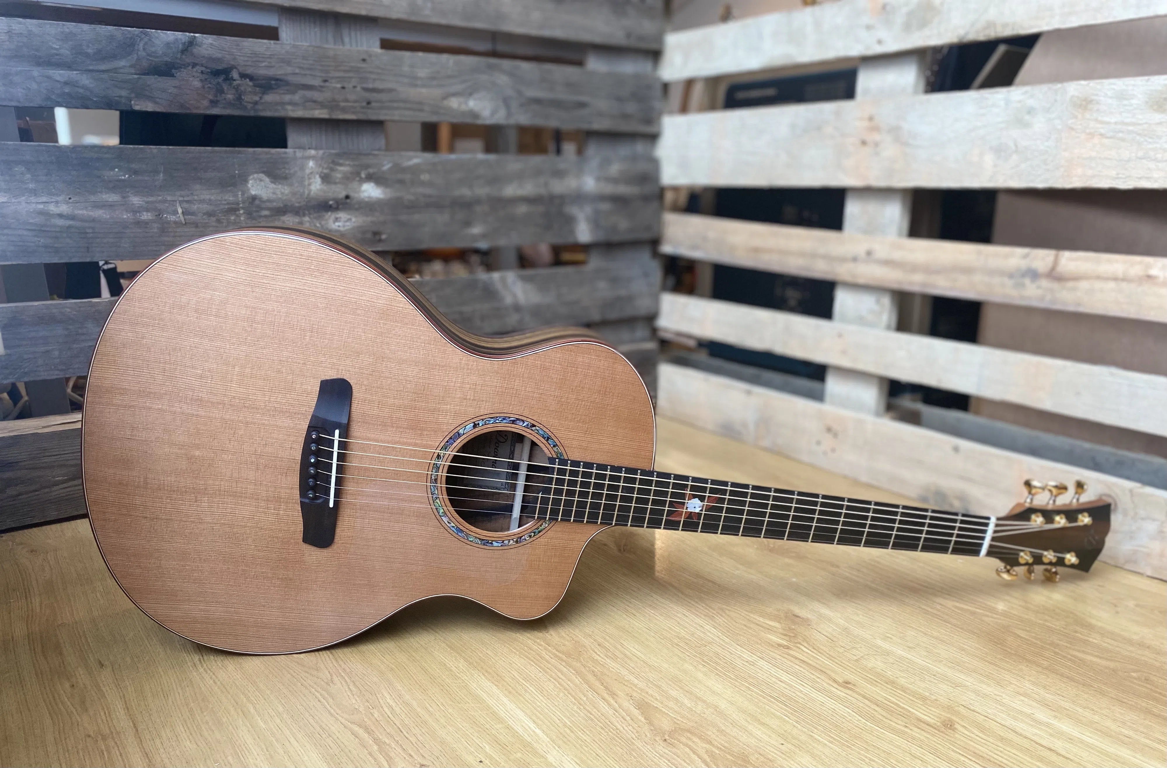 Dowina Figured Ebony GAC Deluxe Masters With Torrifed Swiss Moon Spruce Top, Acoustic Guitar for sale at Richards Guitars.