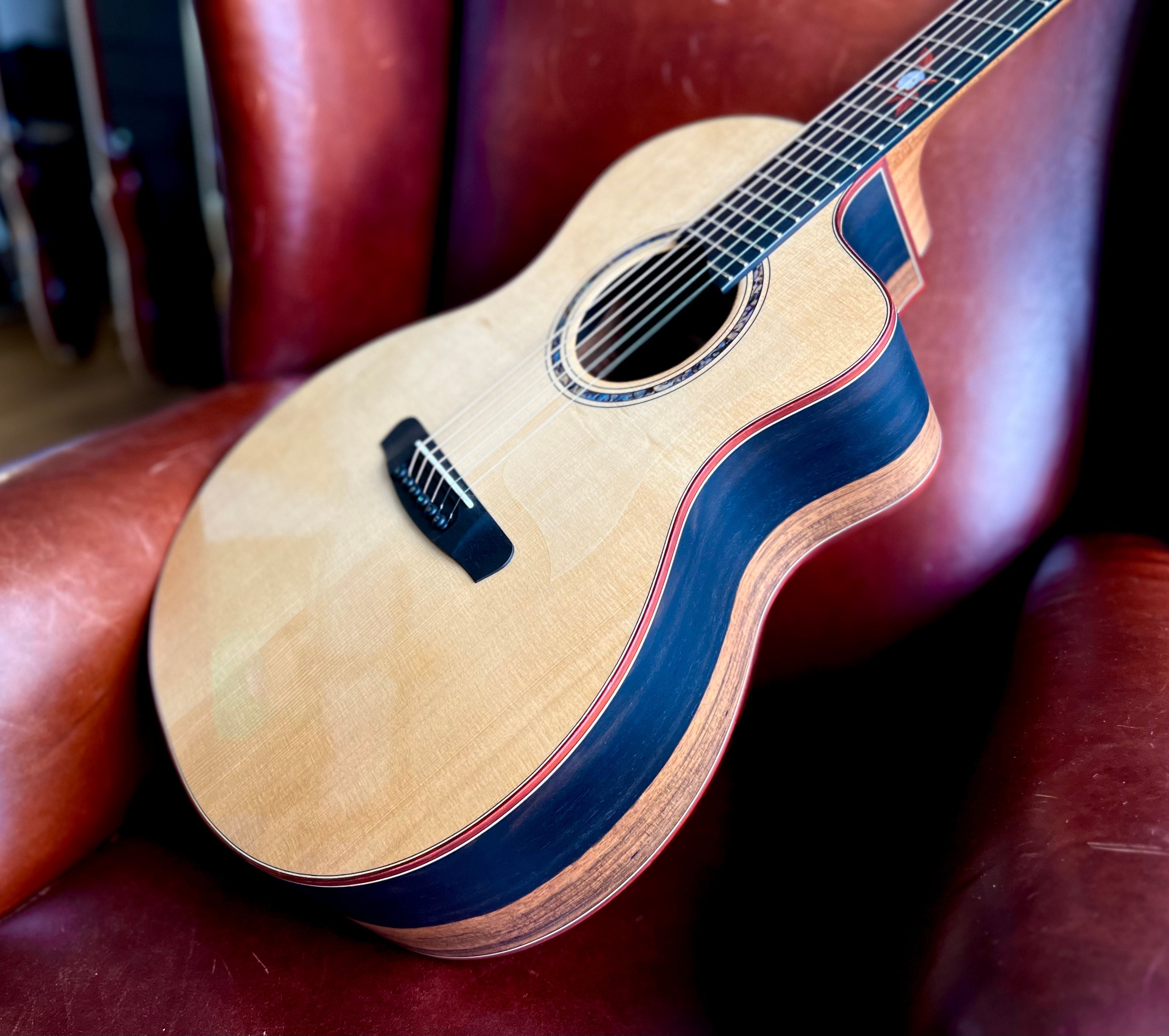 Dowina Figured Ebony GAC Deluxe Masters With Torrifed Swiss Moon Spruce Top, Acoustic Guitar for sale at Richards Guitars.