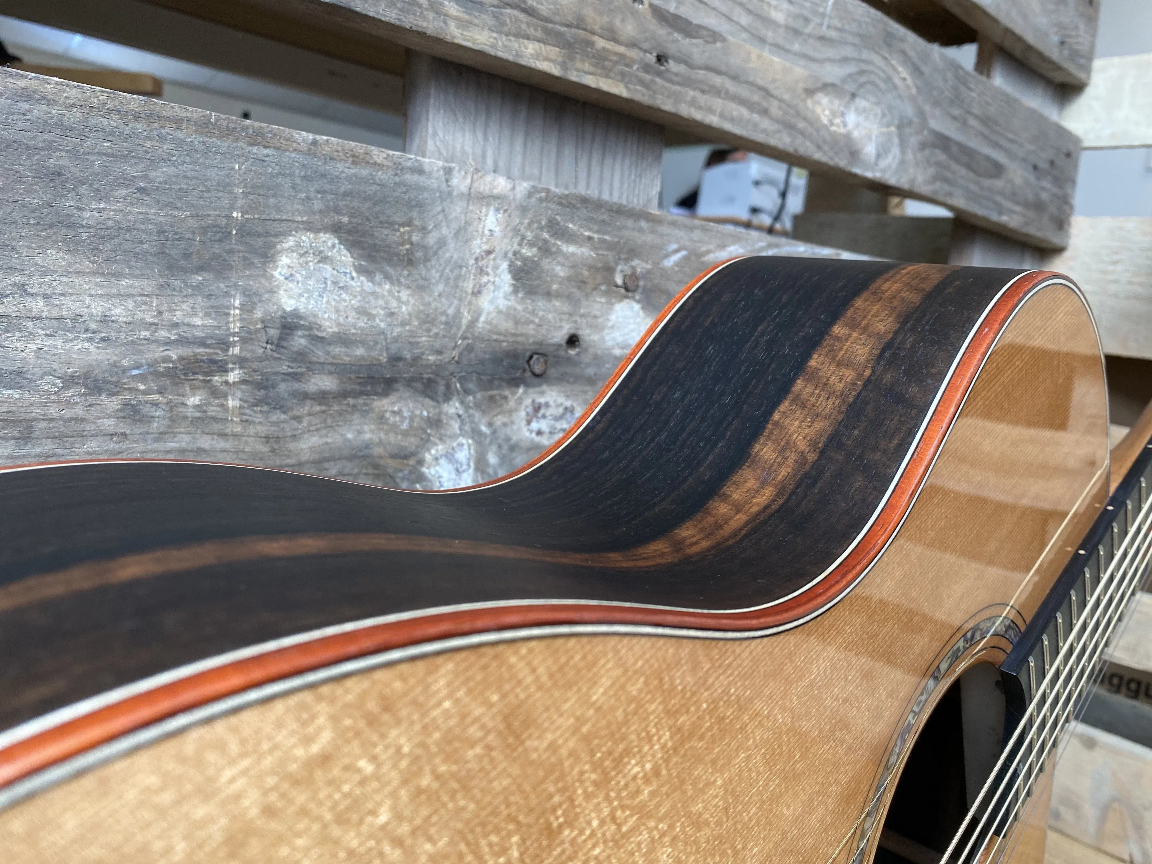 Dowina Figured Ebony GAC Deluxe Masters With Torrifed Swiss Moon Spruce Top, Acoustic Guitar for sale at Richards Guitars.