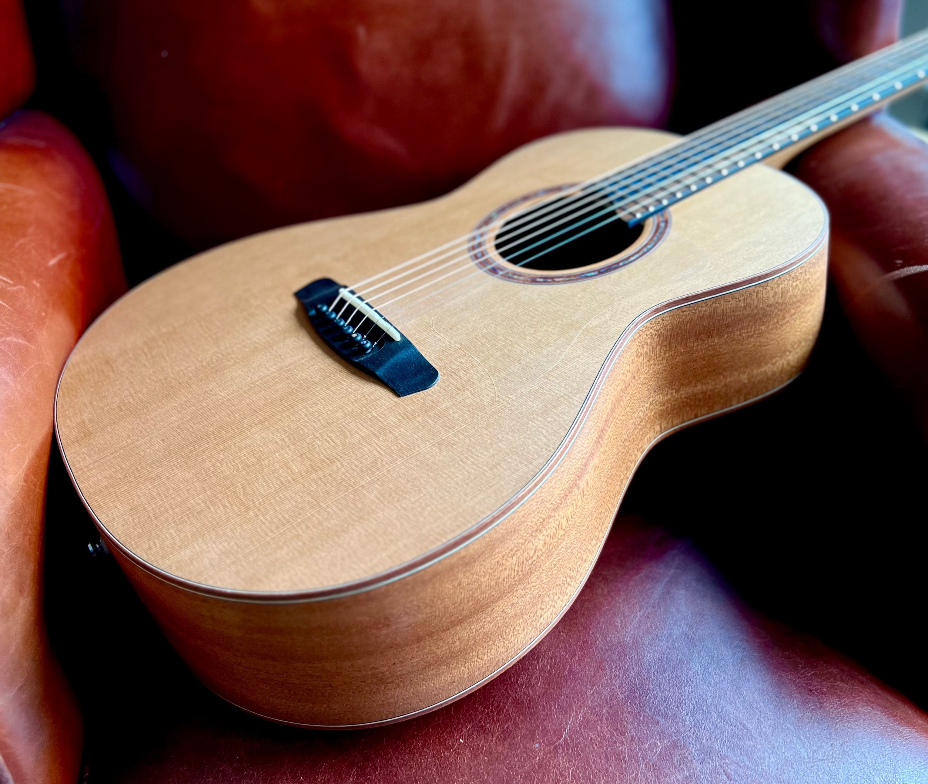 Dowina Mahogany OMG-H Cedar.  OM Body Nylon Hybrid Acoustic Guitar, Nylon Strung Guitar for sale at Richards Guitars.