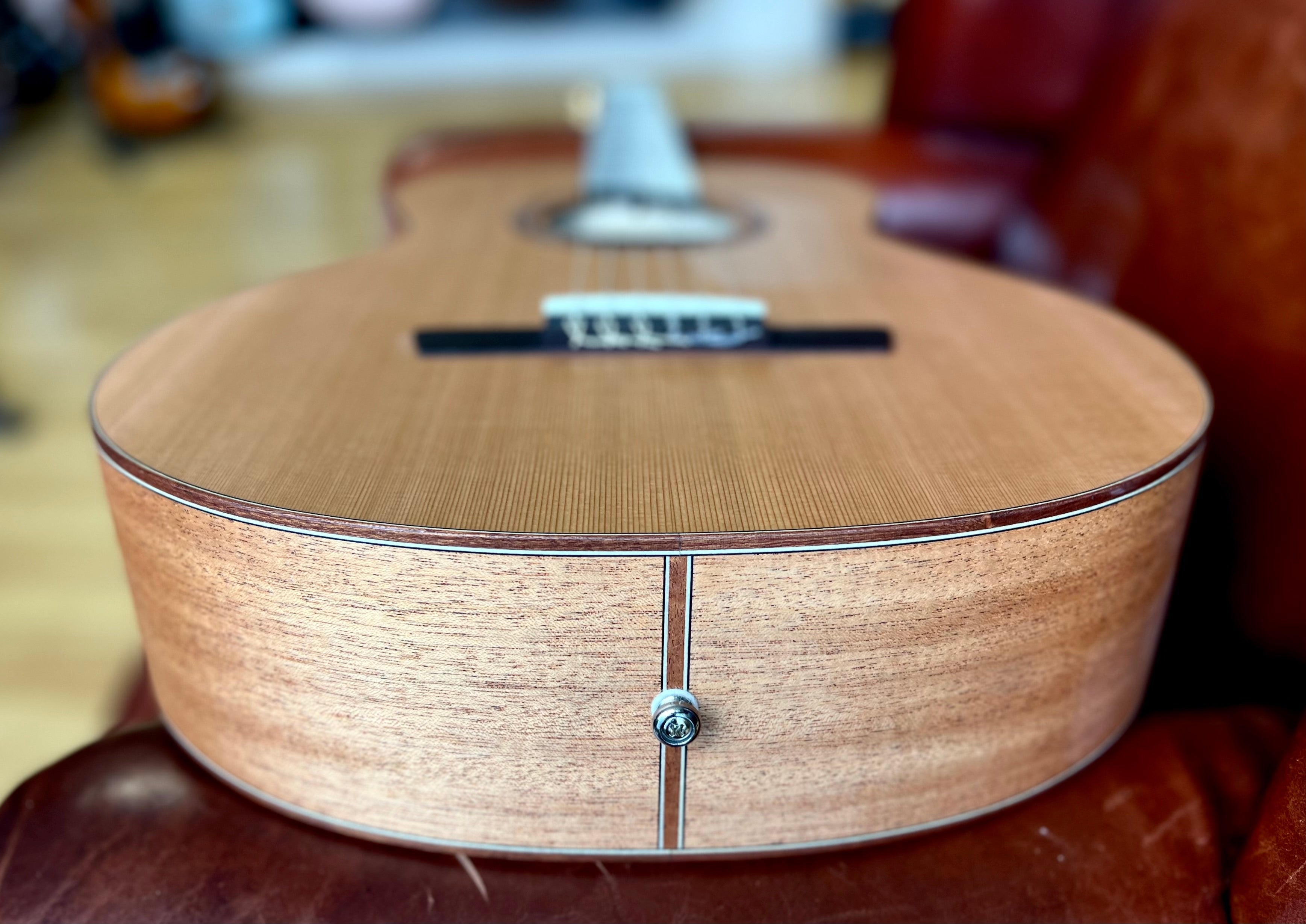 Dowina Mahogany OMG-H Cedar.  OM Body Nylon Hybrid Acoustic Guitar, Nylon Strung Guitar for sale at Richards Guitars.