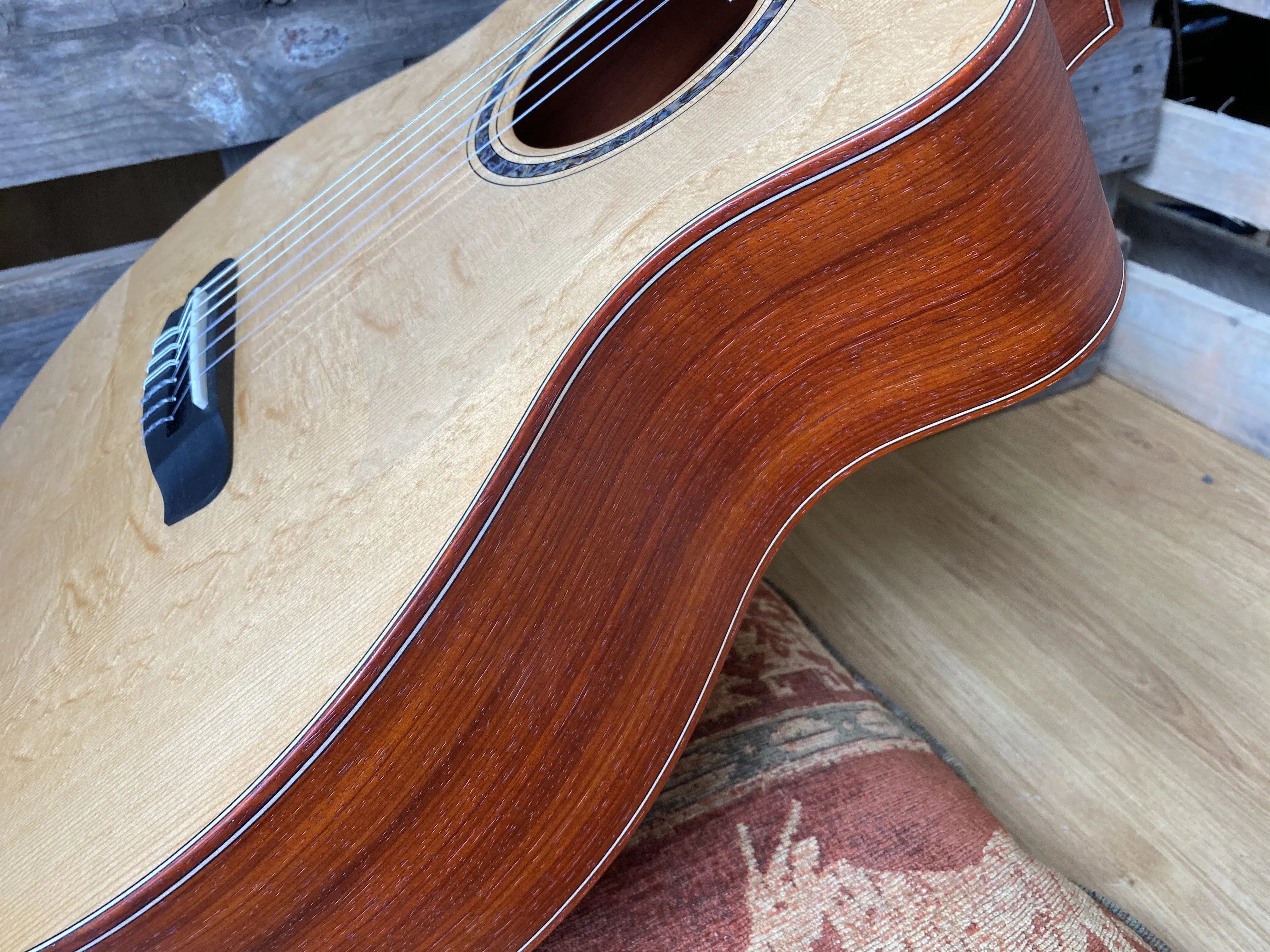 Dowina Master Built Strip Padauk HC Deluxe With Torrified Swiss Spruce Top, Nylon Strung Guitar for sale at Richards Guitars.