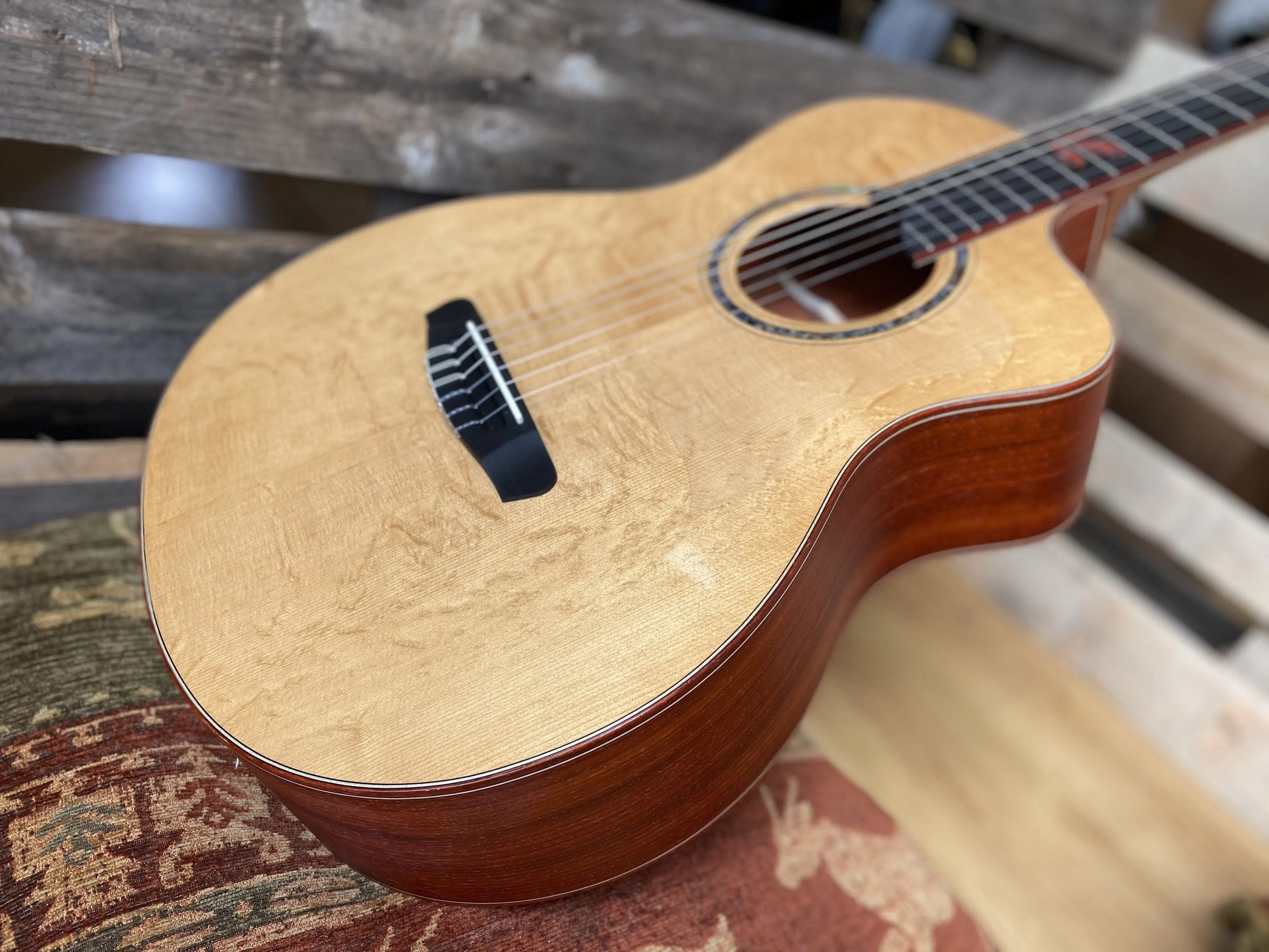 Dowina Master Built Strip Padauk HC Deluxe With Torrified Swiss Spruce Top, Nylon Strung Guitar for sale at Richards Guitars.