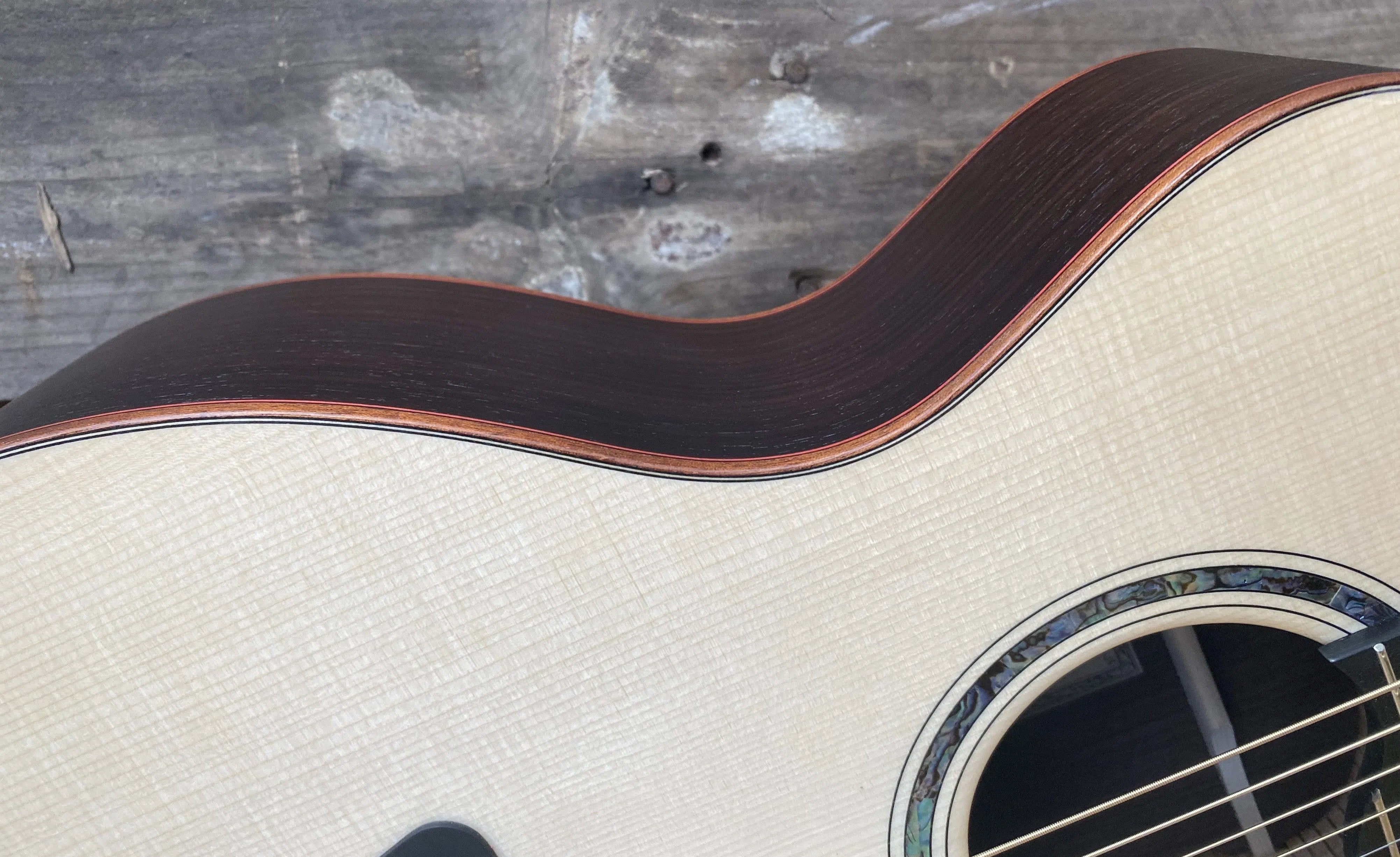 Dowina Rosewood / Maple / Rosewood Trio Plate (Amber Road) With Dolomite Spruce Top, Acoustic Guitar for sale at Richards Guitars.