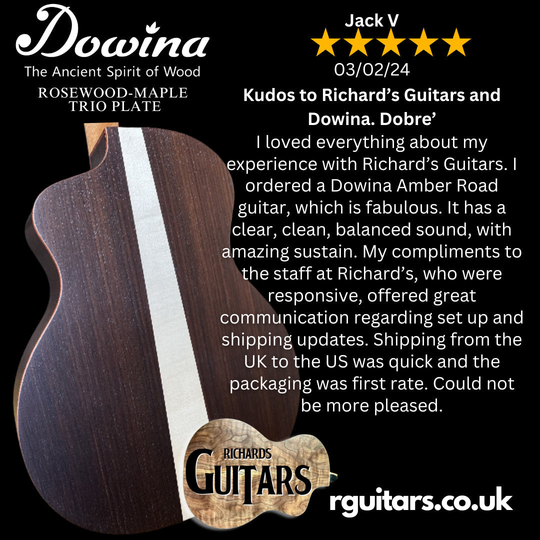 Dowina Rosewood / Maple / Rosewood Trio Plate (Amber Road) With Dolomite Spruce Top, Acoustic Guitar for sale at Richards Guitars.