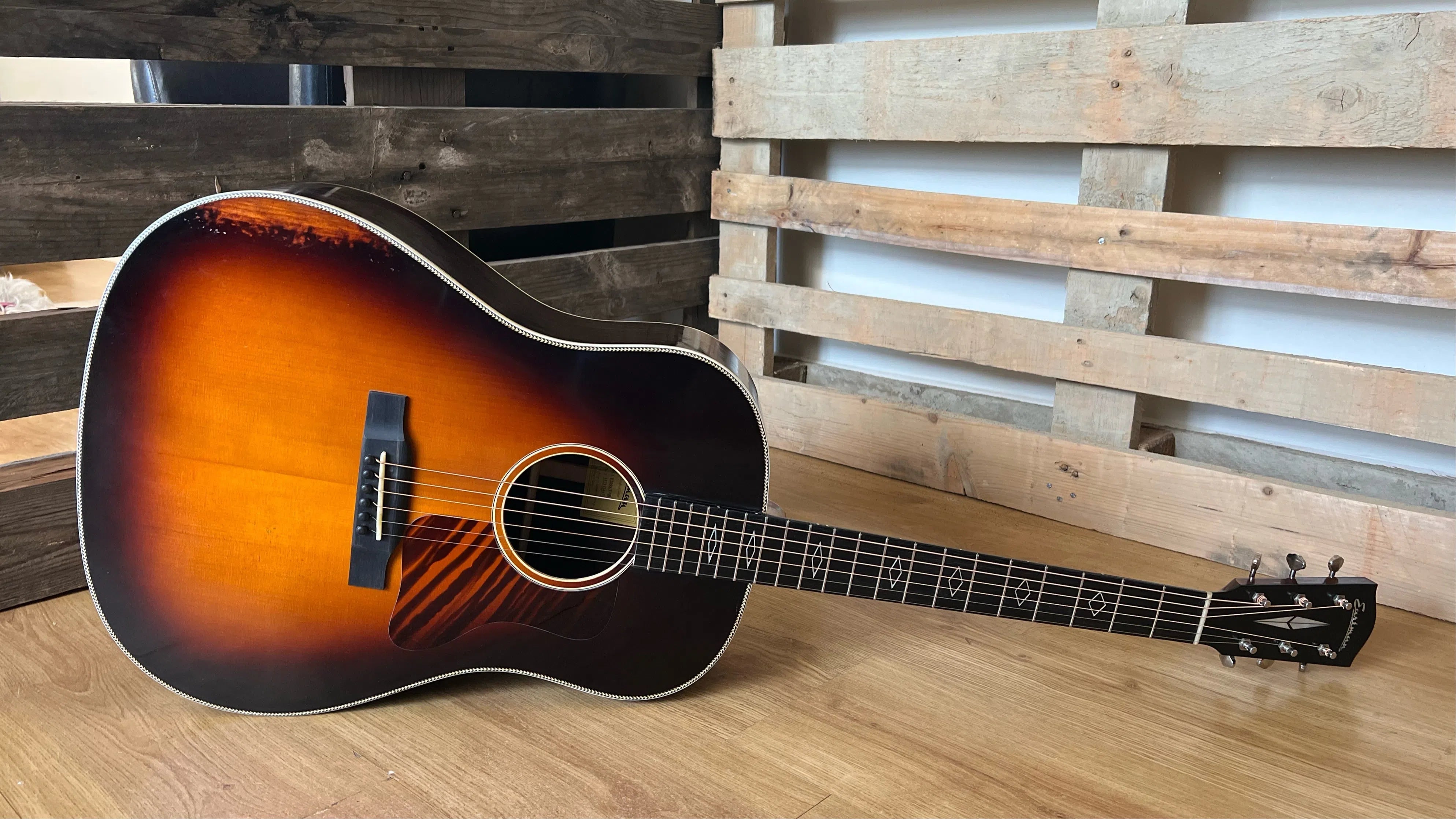 Eastman E20SS/v Slope Shoulder Dreadnought Antique Sunburst, Acoustic Guitar for sale at Richards Guitars.