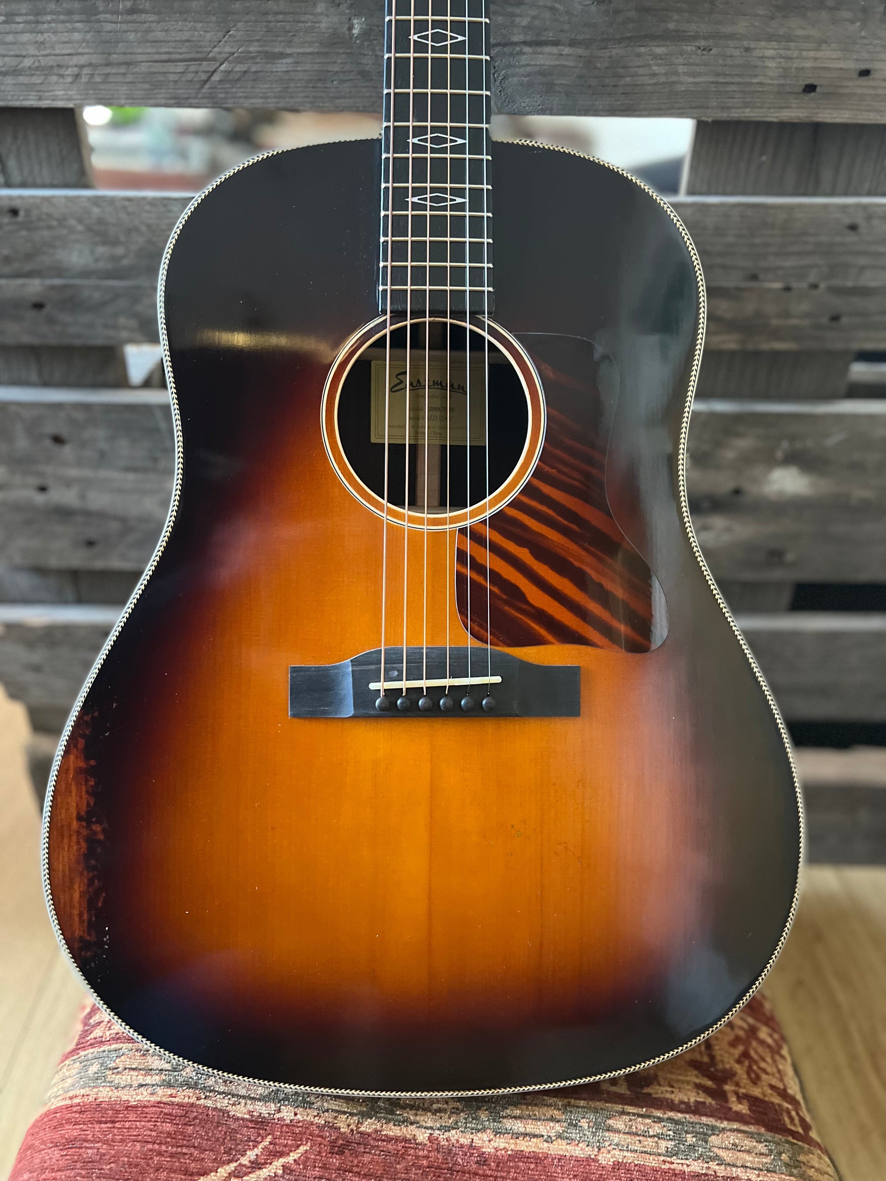 Eastman E20SS/v Slope Shoulder Dreadnought Antique Sunburst, Acoustic Guitar for sale at Richards Guitars.