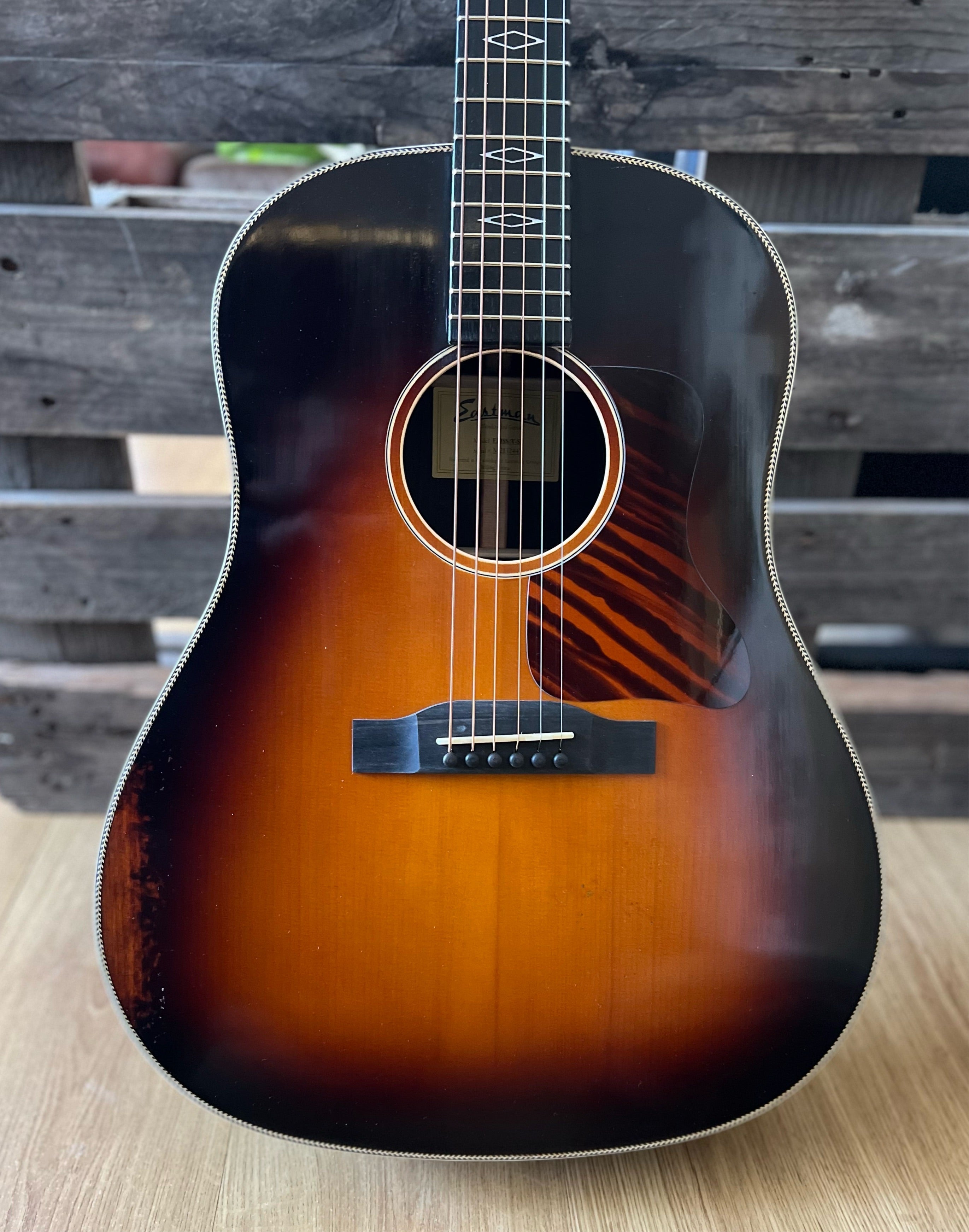 Eastman E20SS/v Slope Shoulder Dreadnought Antique Sunburst, Acoustic Guitar for sale at Richards Guitars.