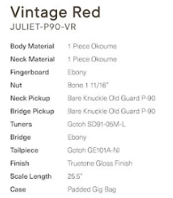 Eastman Juliet-P90-VR Vintage Red, Electric Guitar for sale at Richards Guitars.