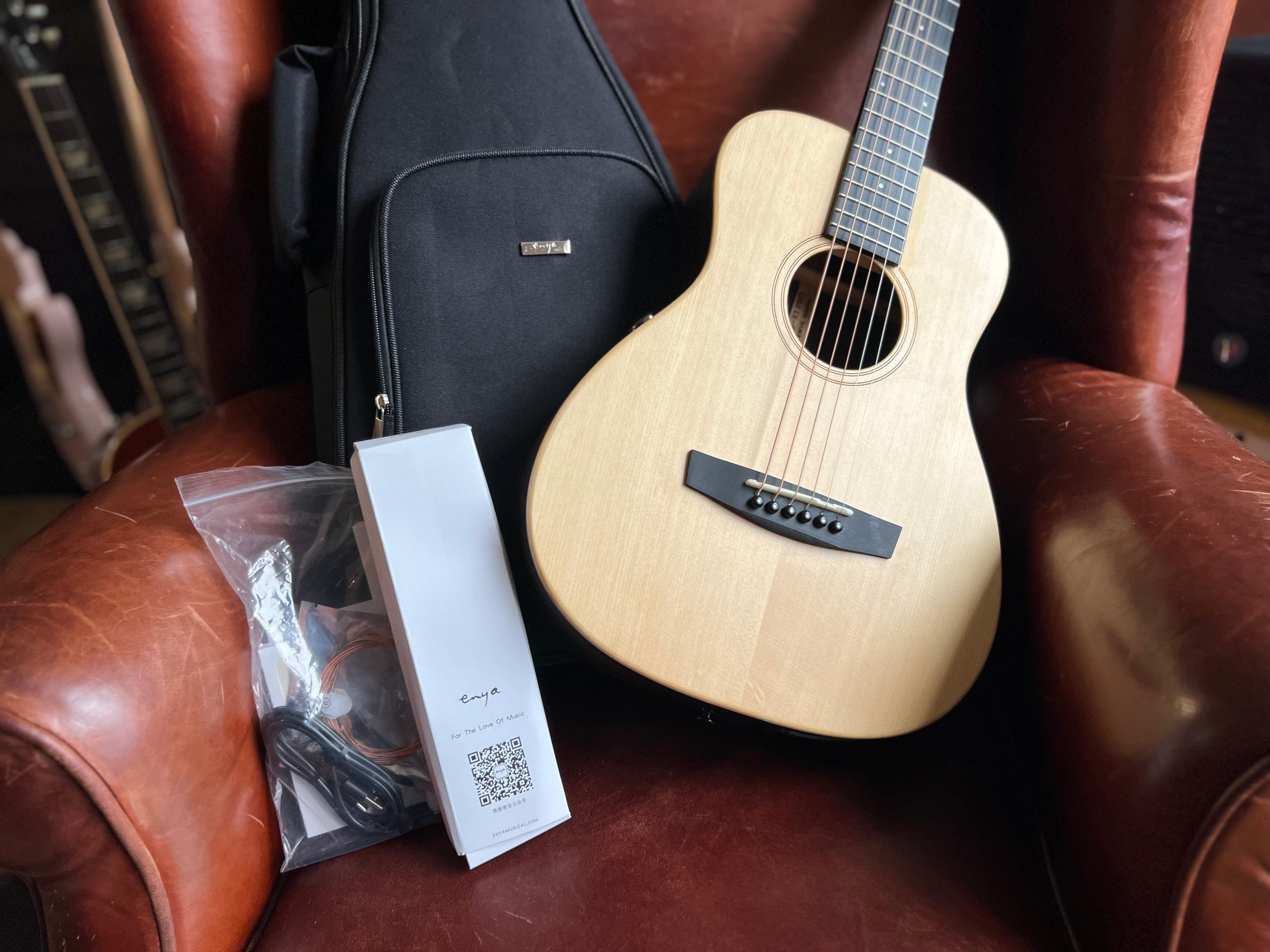 Enya EBX1 Pro EQ Spruce 1/2 Size 34" Electro Acoustic Travel / Childrens Guitar, Electro Acoustic Guitar for sale at Richards Guitars.