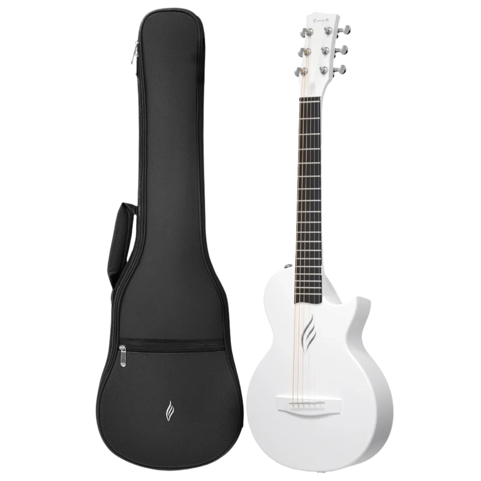 Enya Nova GO Mini White Carbon fibre guitar, Acoustic Guitar for sale at Richards Guitars.