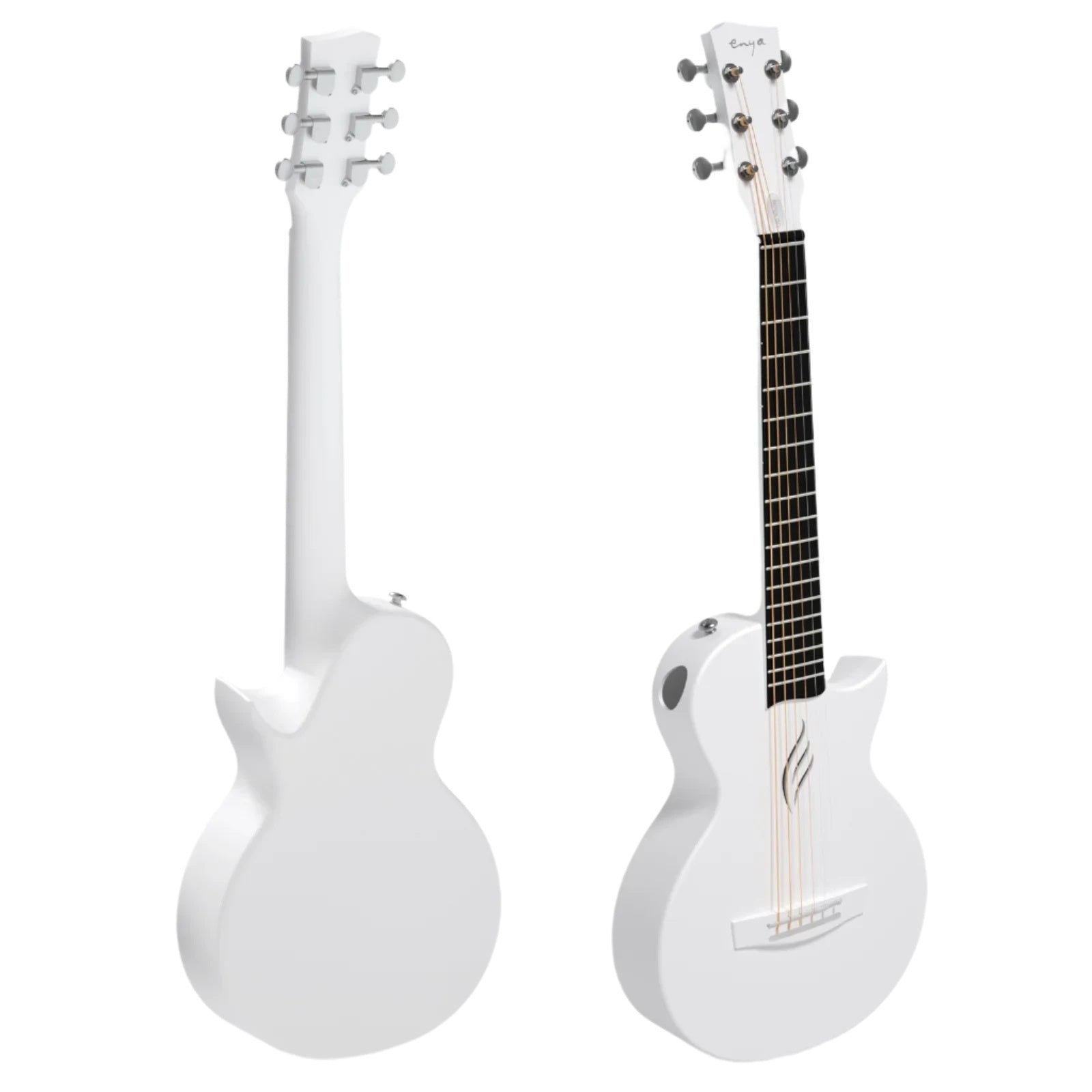 Enya Nova GO Mini White Carbon fibre guitar, Acoustic Guitar for sale at Richards Guitars.