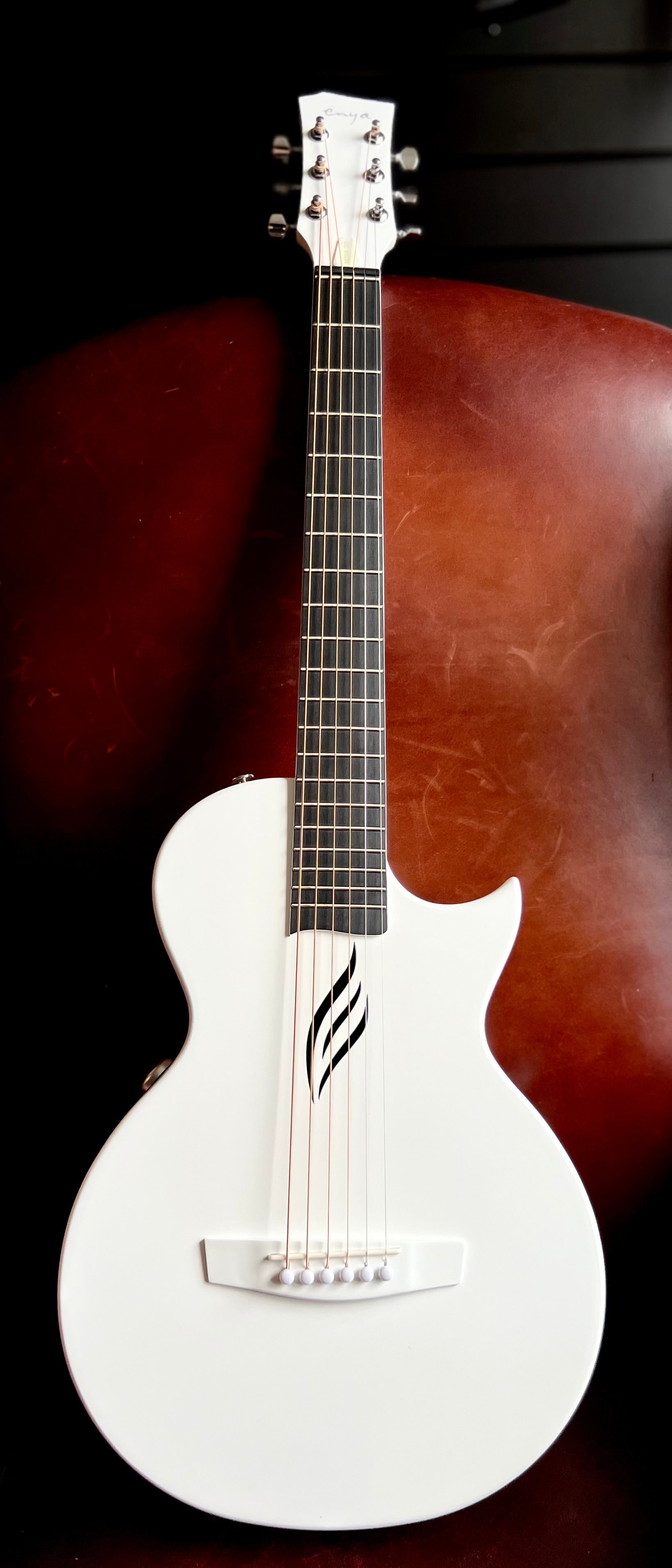 Enya Nova GO SP1-WH White Nova Go Carbo fibre electro guitar with Bluetooth, Electro Acoustic Guitar for sale at Richards Guitars.