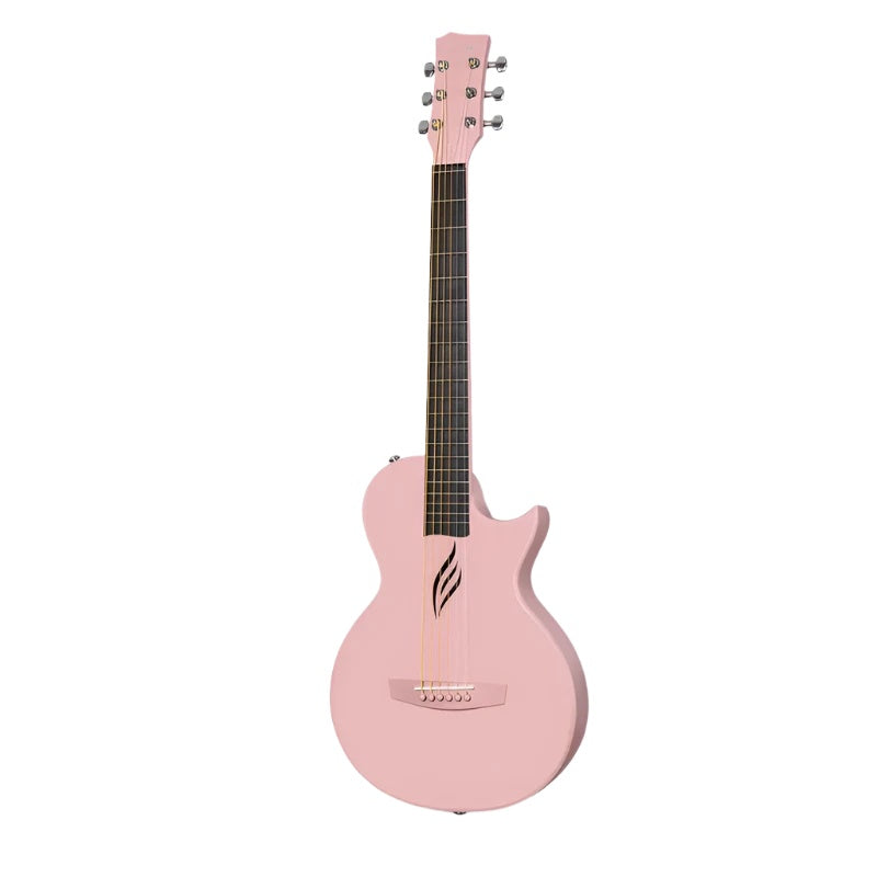 Enya Nova Go Pink Carbon Fibre 1/2 size Travel Guitar, Acoustic Guitar for sale at Richards Guitars.