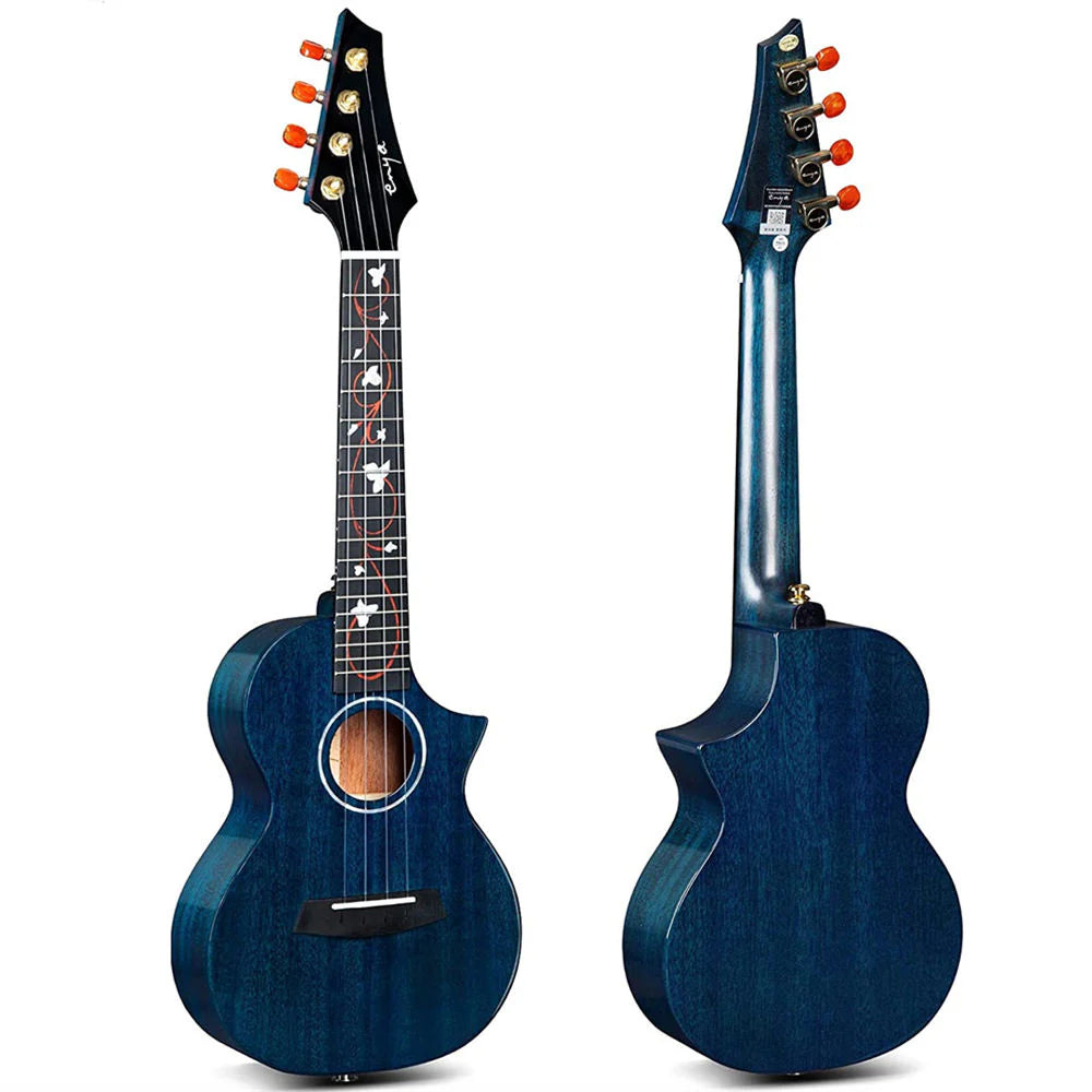 Enya EUC-M6 BL All solid Mahogany Blue, Ukulele for sale at Richards Guitars.