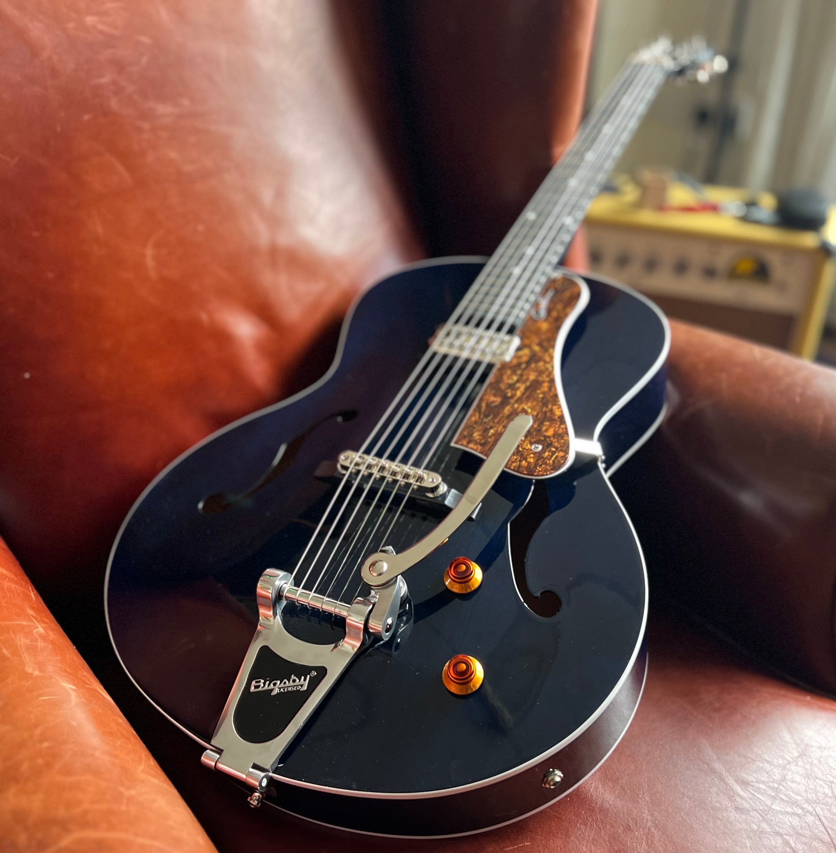 Godin 5th Avenue Nightclub Semi-Acoustic Guitar ~ Indigo Blue, Electric Guitar for sale at Richards Guitars.