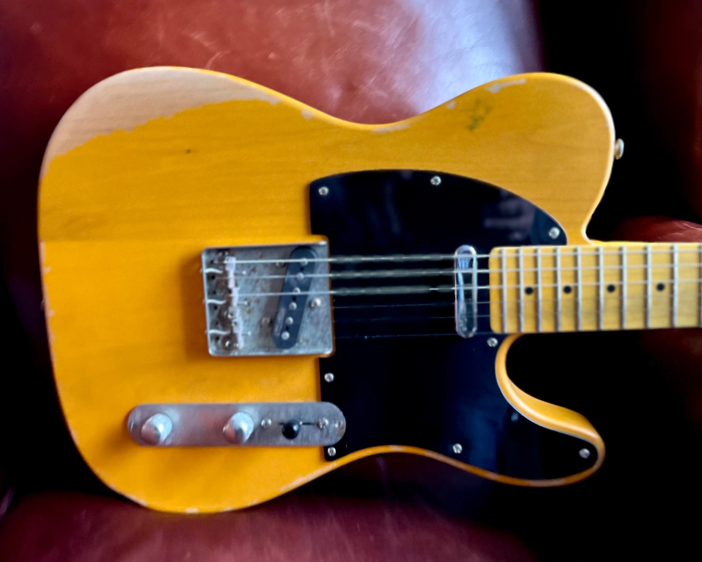 Vintage* V52MRBS Distressed Butterscotch Electric Guitar, Electric Guitar for sale at Richards Guitars.