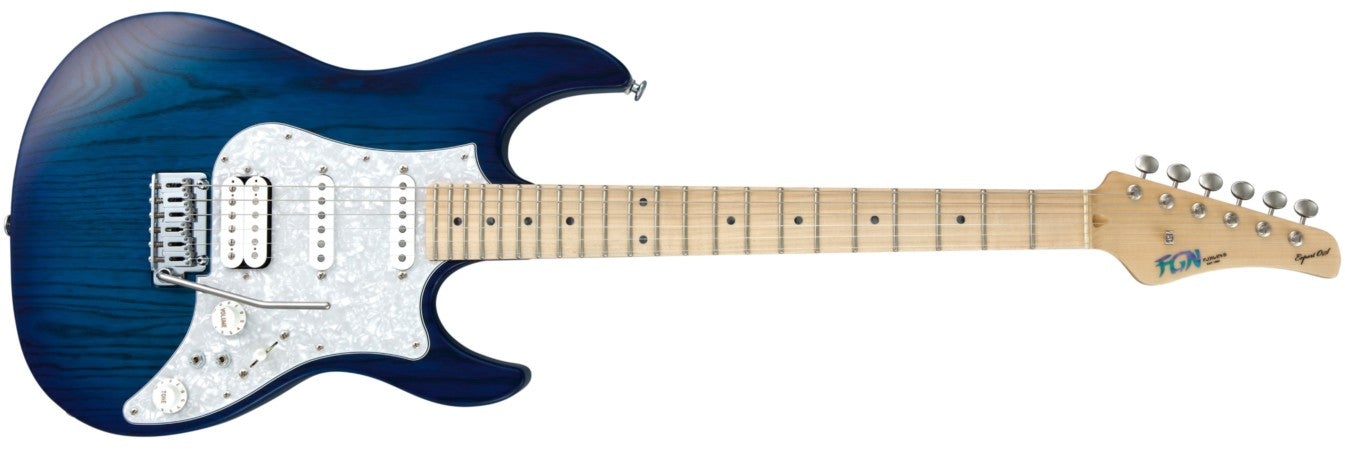 FGN Expert Odyssey EOSASHM See-Thru Blue Burst With Hard Case, Electric Guitar for sale at Richards Guitars.