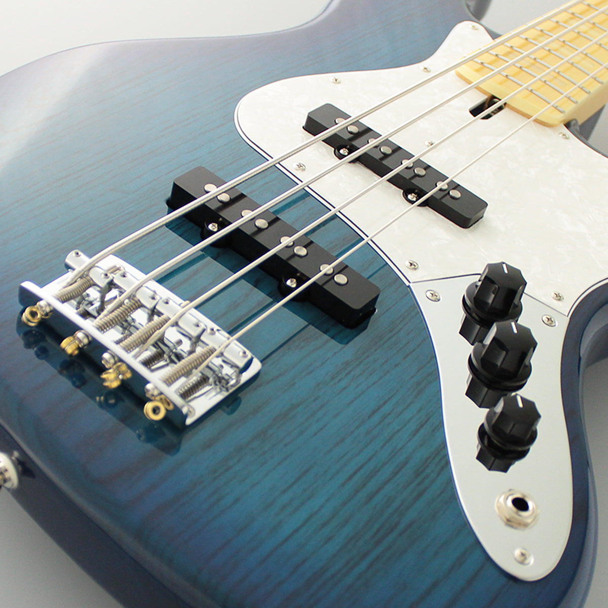 FGN Guitars Neoclassic JB 100M Ash See Thru Blue Burst, Electric Guitar for sale at Richards Guitars.