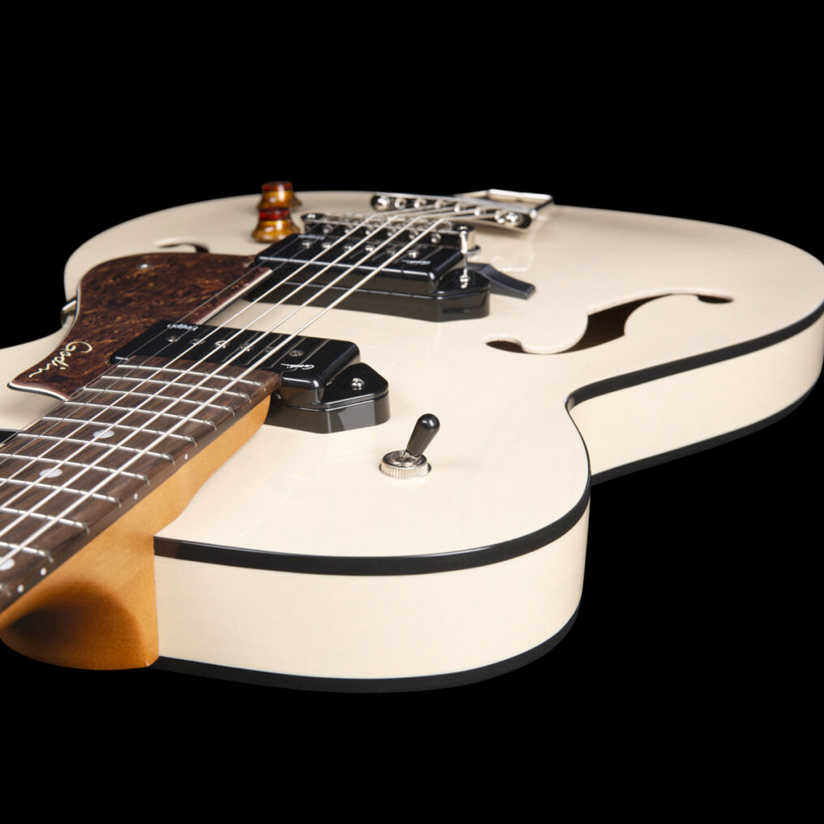 Godin 5th Avenue Thin Line Kingpin P90 Semi-Acoustic Guitar ~ Trans Cream, Electric Guitar for sale at Richards Guitars.