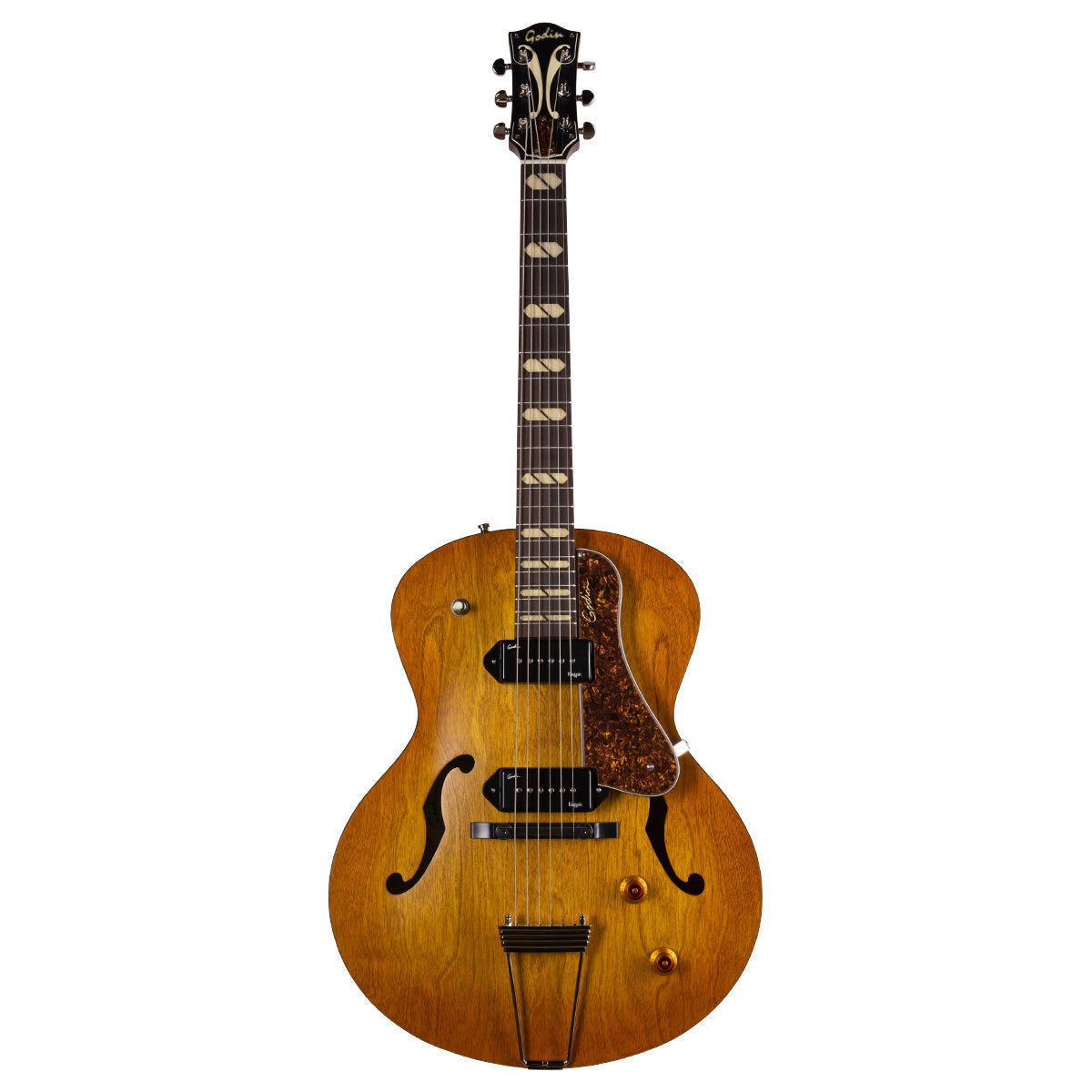 Godin 5th Avenue Jumbo P90 Semi-Acoustic Guitar ~ Harvest Gold, Electric Guitar for sale at Richards Guitars.