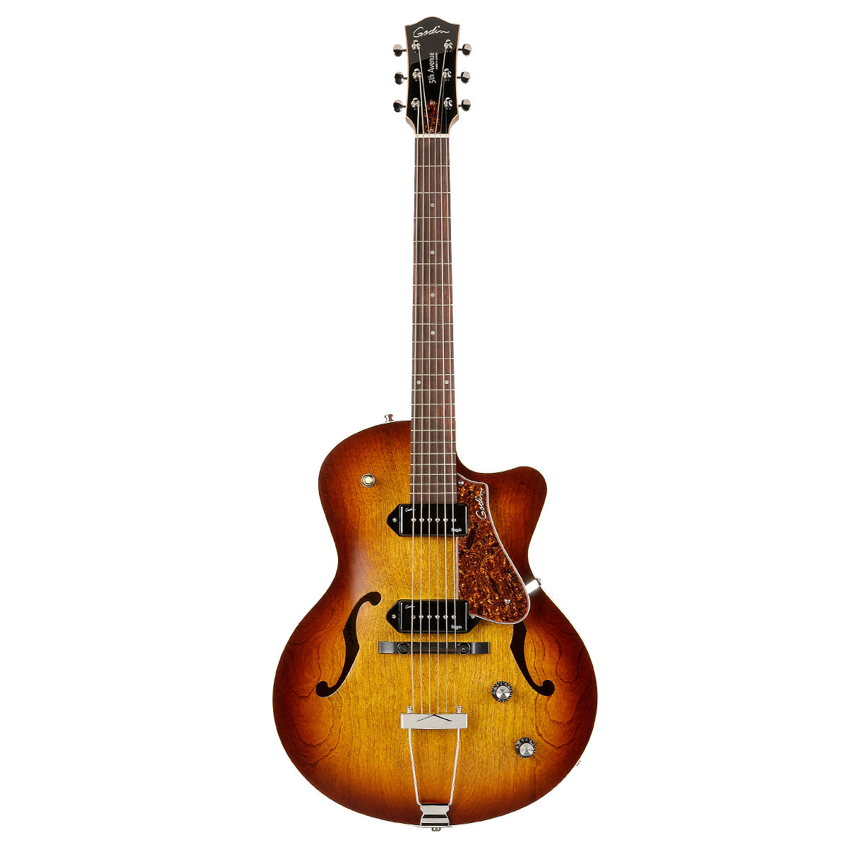 Godin 5th Avenue Semi-Acoustic Guitar ~ Cognac Burst Kingpin II P90, Electric Guitar for sale at Richards Guitars.