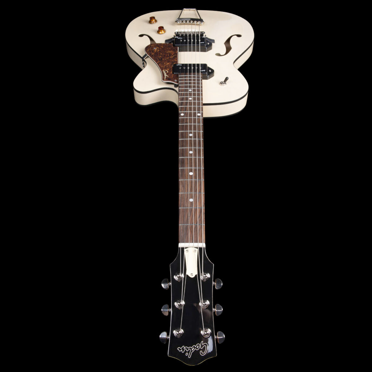 Godin 5th Avenue Thin Line Kingpin P90 Semi-Acoustic Guitar ~ Trans Cream, Electric Guitar for sale at Richards Guitars.