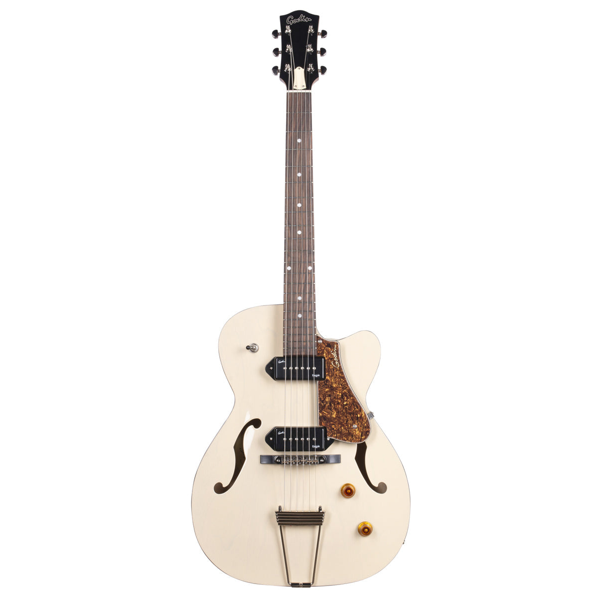 Godin 5th Avenue Thin Line Kingpin P90 Semi-Acoustic Guitar ~ Trans Cream, Electric Guitar for sale at Richards Guitars.