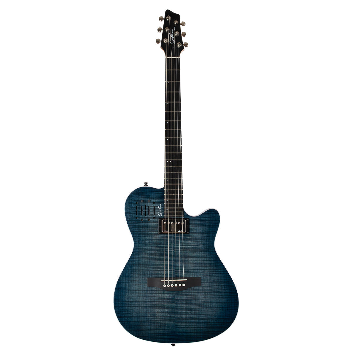 Godin A6 Ultra Electric Guitar ~ Denim Blue Flame, Electric Guitar for sale at Richards Guitars.