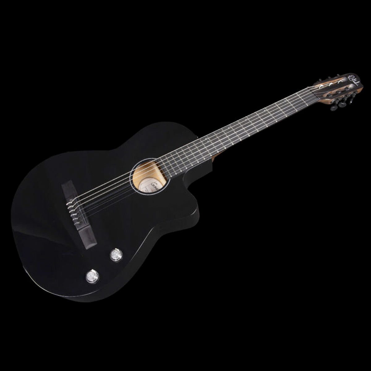 Godin Arena Pro Cutaway Bourbon Burst Nylon String Electro Guitar ~ Onyx Black with EQ, Electro Nylon Strung Guitar for sale at Richards Guitars.