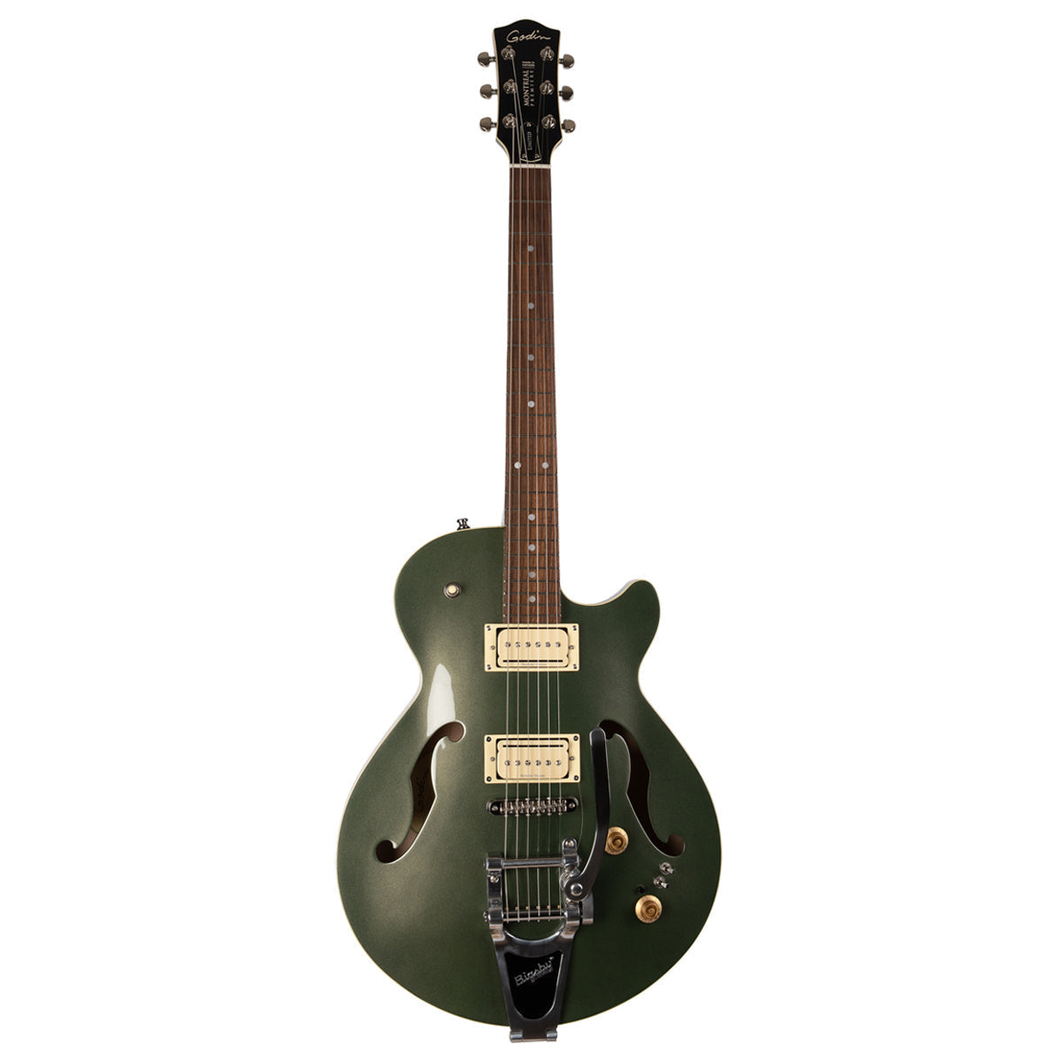 Godin Montreal Premiere LTD Semi-Acoustic Guitar ~ Desert Green with Bigsby and Bag, Electric Guitar for sale at Richards Guitars.