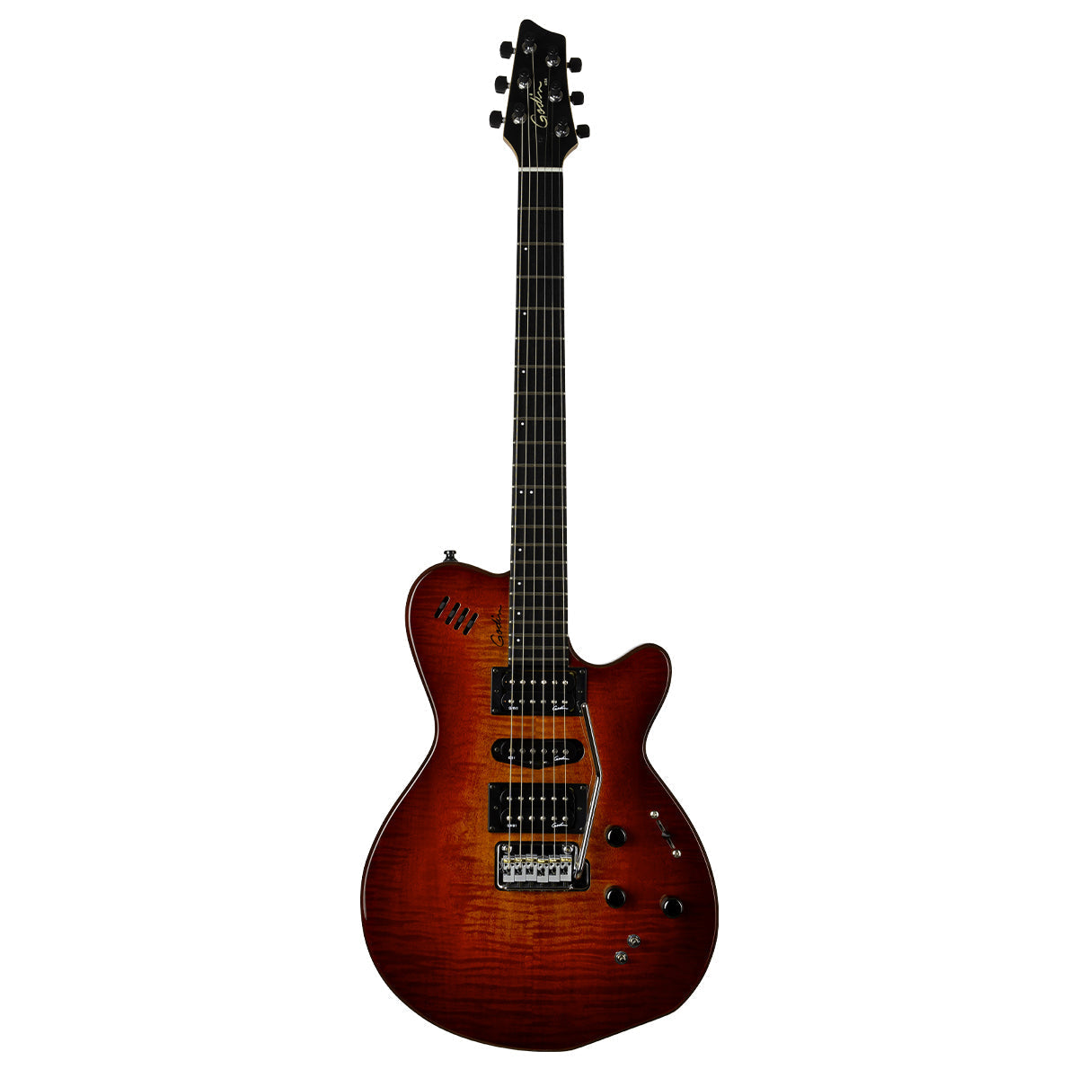 Godin XTSA 3 Voice Electric Guitar ~ Light Burst Flame, Electric Guitar for sale at Richards Guitars.