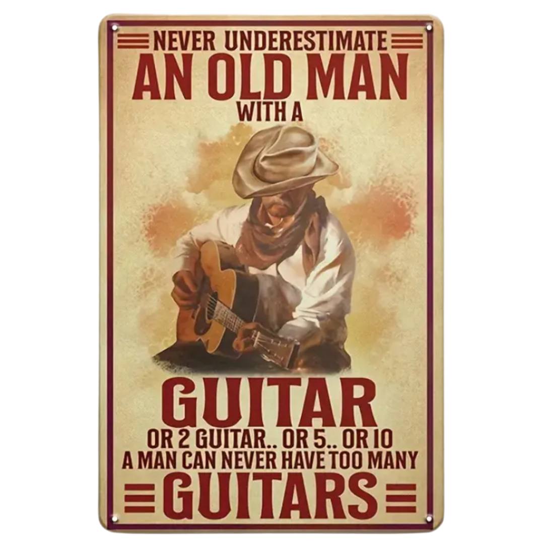 Guitar Wall Art "Never Underestimate An Old Man With A Guitar", Accessory for sale at Richards Guitars.