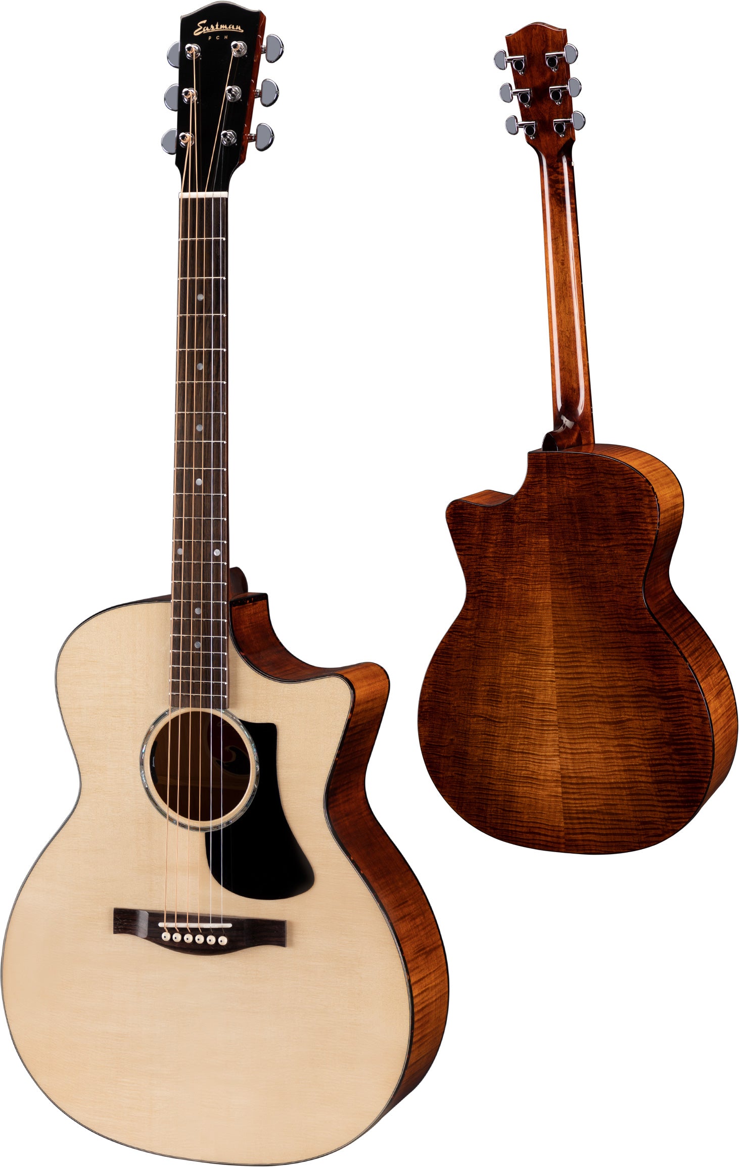 Eastman PCH3 GACE NATURAL Electro Acoustic With Flame Maple Back & Sides, Electro Acoustic Guitar for sale at Richards Guitars.