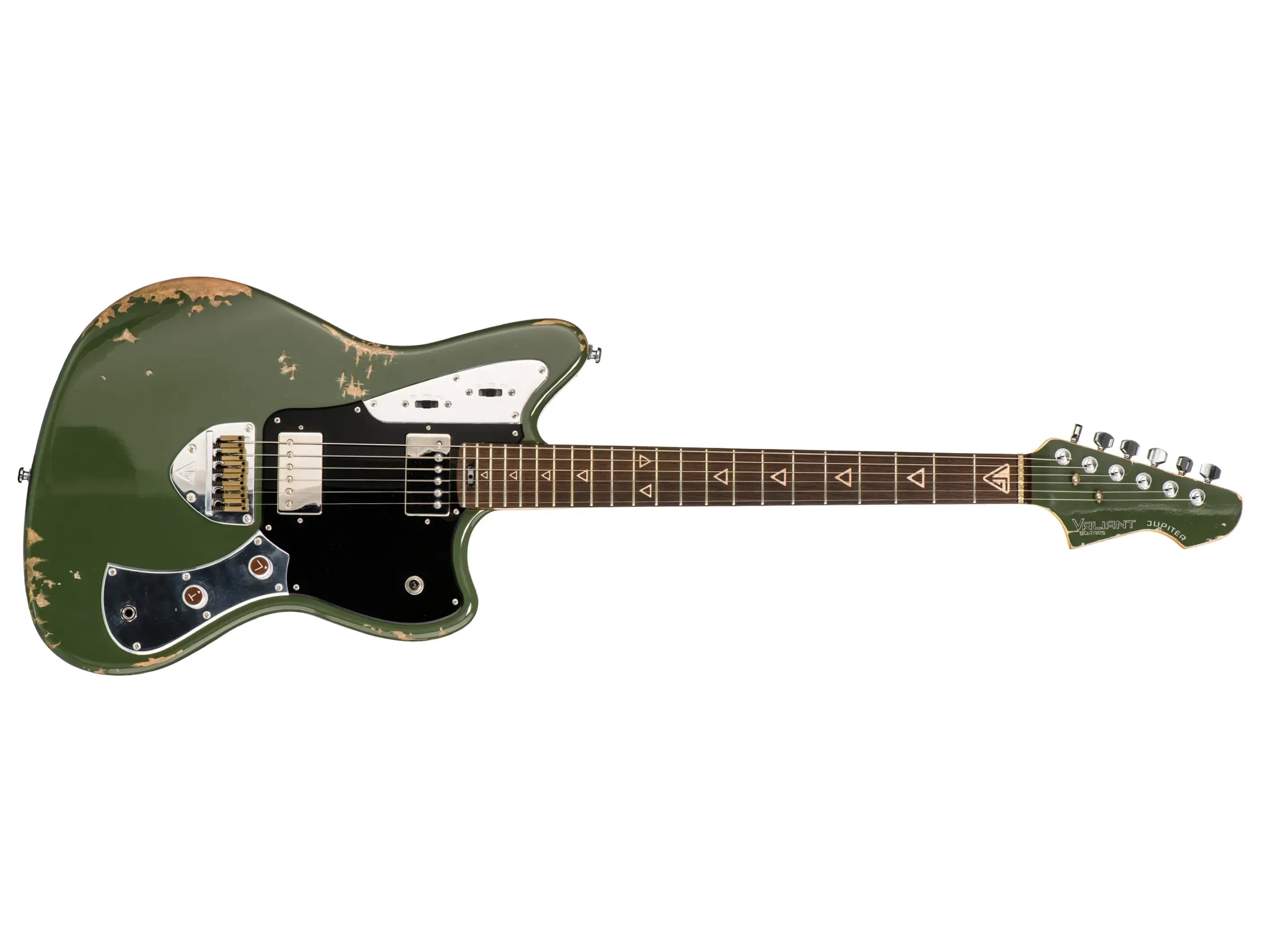 Valiant Jupiter Olive Mash Distressed, Electric Guitar for sale at Richards Guitars.