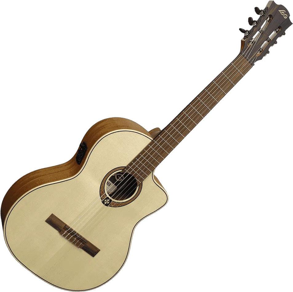 LAG OCCITANIA 88 OC88CE SPRUCE CLASSICAL CUTAWAY ELECTROACOUSTIC, Electro Nylon Strung Guitar for sale at Richards Guitars.