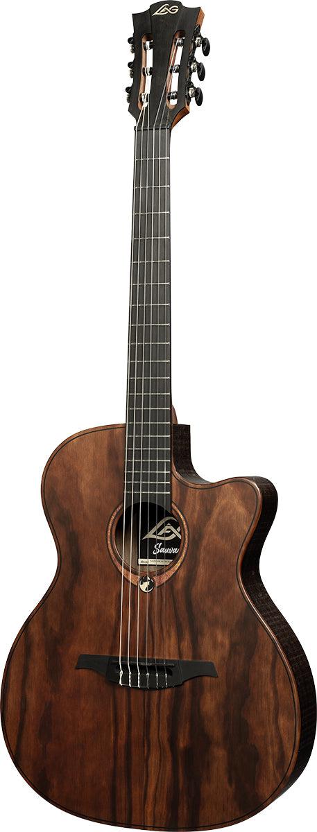 LAG Sauvage Nylon Auditorium Slim Cutaway Acoustic-Electric, Electro Nylon Strung Guitar for sale at Richards Guitars.