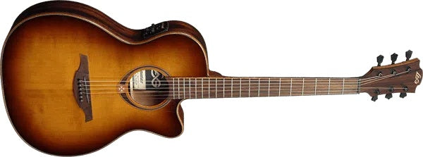 LAG TRAMONTANE 118 T118ASCE-BRS AUDITORIUM SLIM CUT ELECTRO BROWN SHADOW, Electro Acoustic Guitar for sale at Richards Guitars.