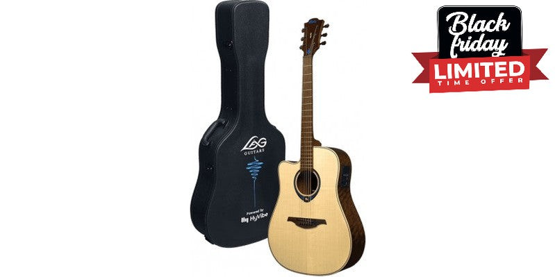 LAG TLHV20DCE Tramontane HyVibe 20 Left Handed with Hard Case, Electro Acoustic Guitar for sale at Richards Guitars.